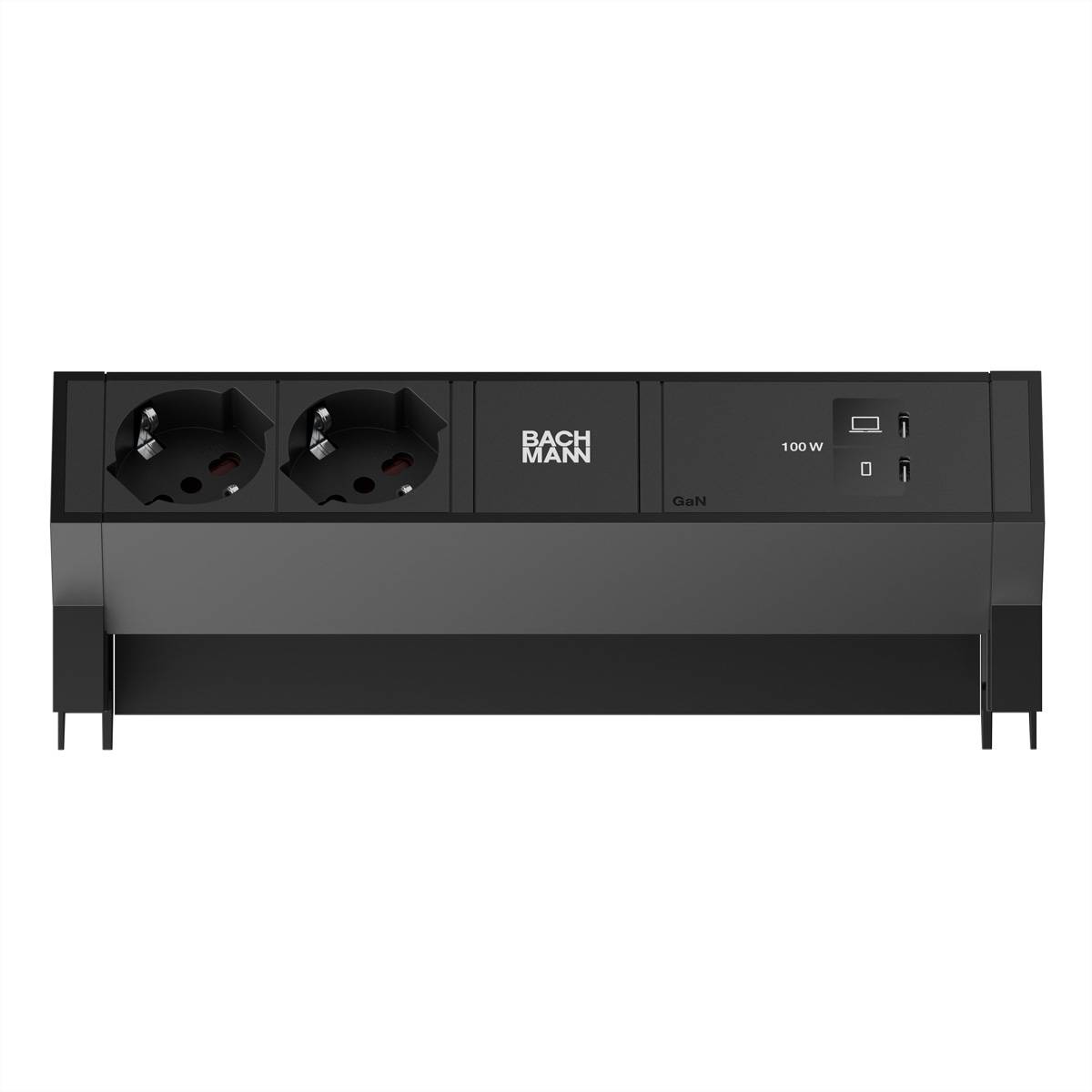 BACHMANN DESK2 2xP40 1xUSB C/C 100W, L=0,2m RAL9005