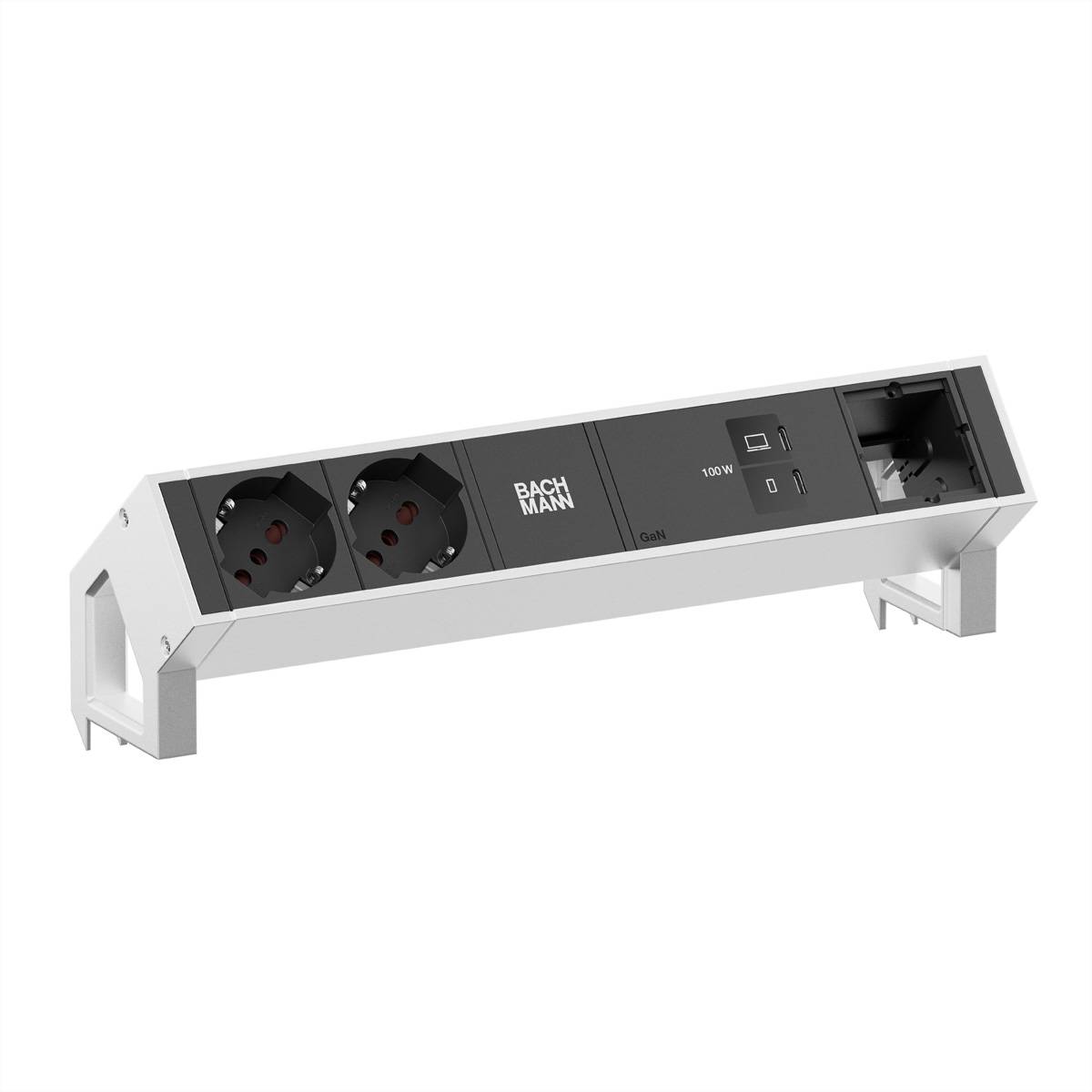 BACHMANN DESK2 2xP40 1xUSB C/C 100W, 1xCM L=0,2m INOX