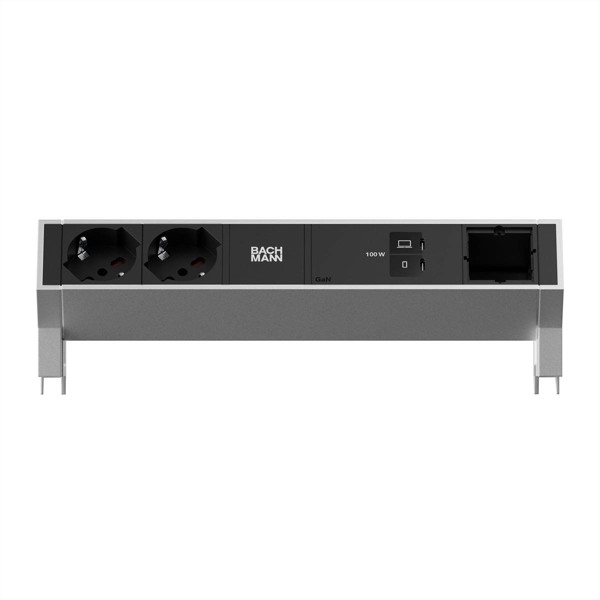 BACHMANN DESK2 2xP40 1xUSB C/C 100W, 1xCM L=0,2m INOX