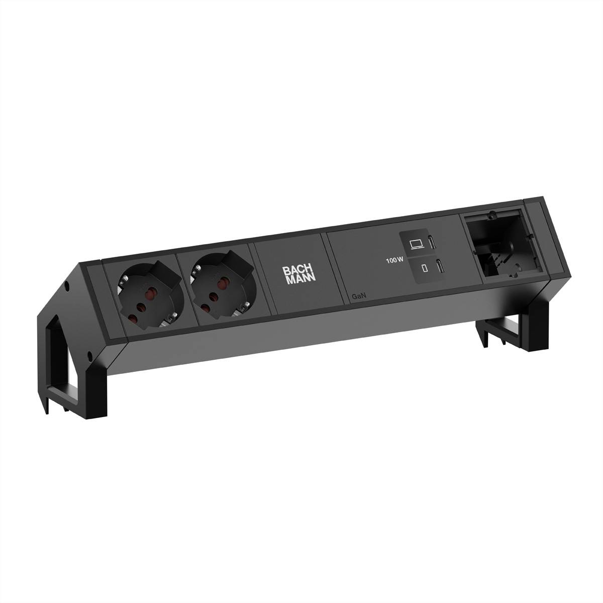 BACHMANN DESK2 2xP40 1xUSB C/C 100W, 1xCM L=0,2m RAL9005