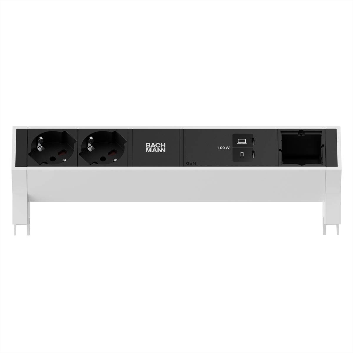 BACHMANN DESK2 2xP40 1xUSB C/C 100W, 1xCM L=0,2m RAL9010