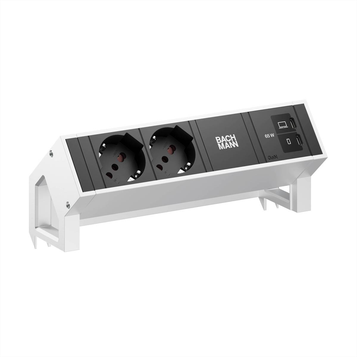 BACHMANN DESK2 2xP40 1xUSB C/C 65W, L=0,2m INOX