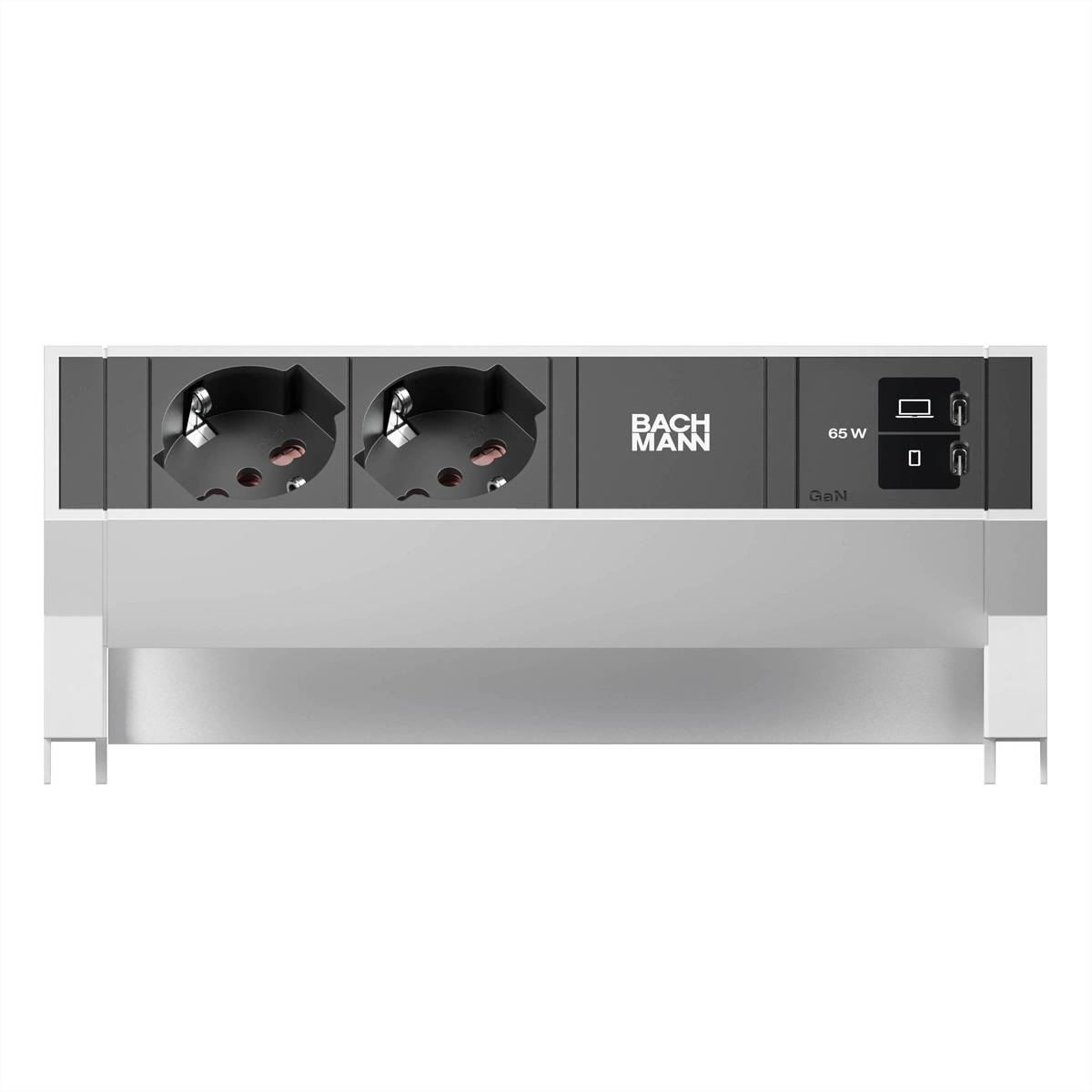 BACHMANN DESK2 2xP40 1xUSB C/C 65W, L=0,2m INOX