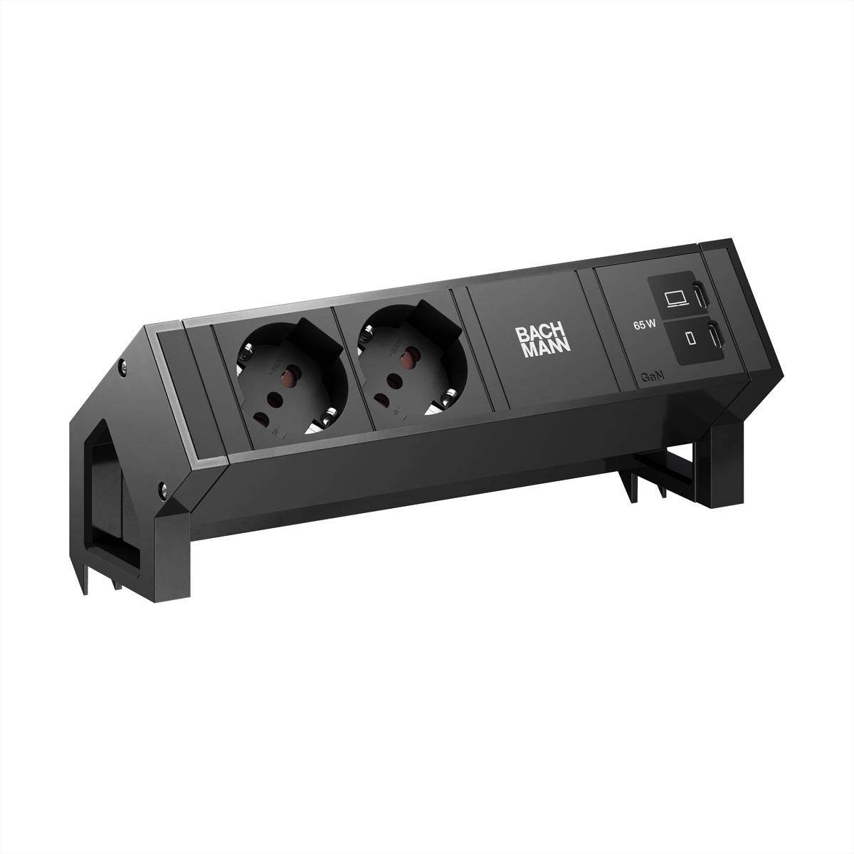 BACHMANN DESK2 2xP40 1xUSB C/C 65W, L=0,2m RAL9005