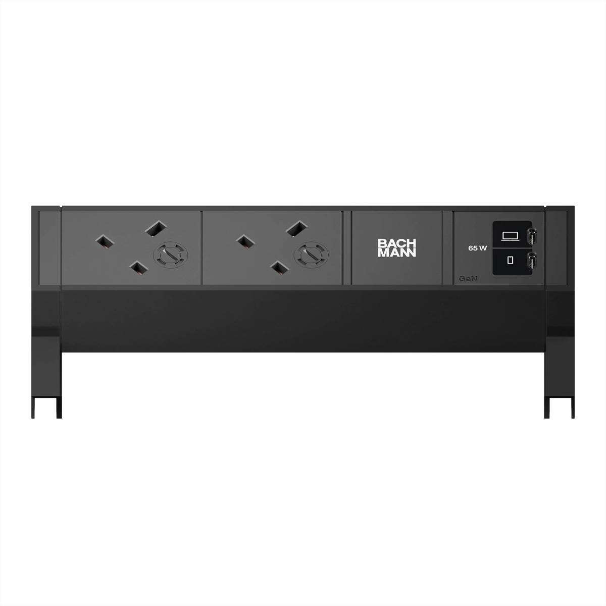 BACHMANN DESK2 2xUK 1xUSB C/C 65W, L=0,2m RAL9005