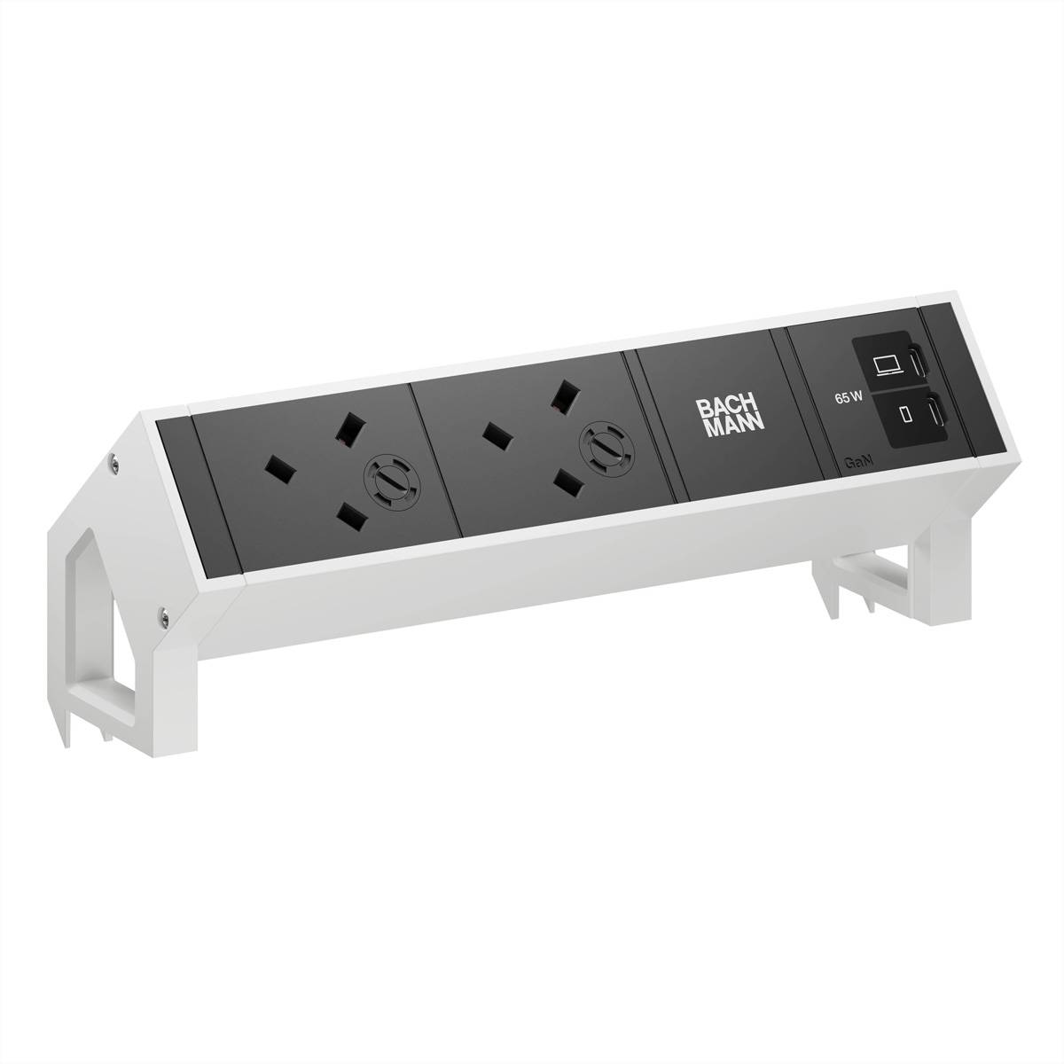 BACHMANN DESK2 2xUK 1xUSB C/C 65W, L=0,2m RAL9010