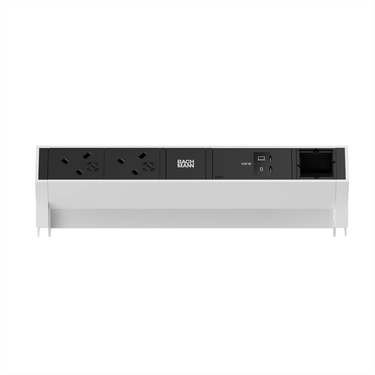 BACHMANN DESK2 2xUK 45° 3,15A, 1xUSB C/C 100W 1xCM L=0,2m RAL9010