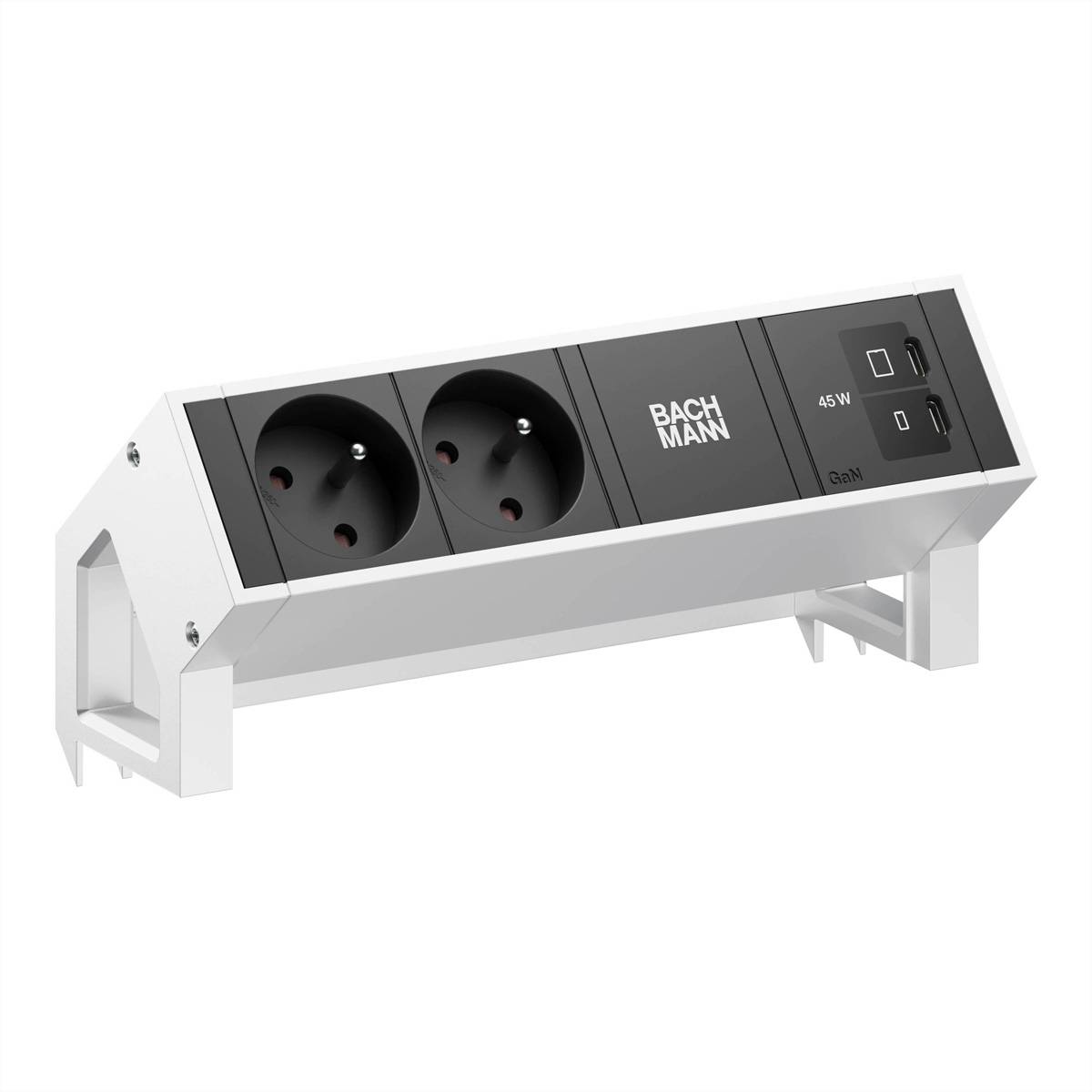 BACHMANN DESK2 2xUTE 1xUSB C/C 45W, L=0,2m INOX