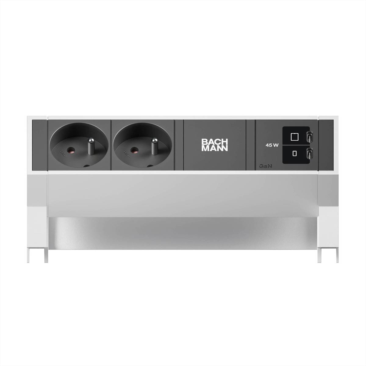 BACHMANN DESK2 2xUTE 1xUSB C/C 45W, L=0,2m INOX