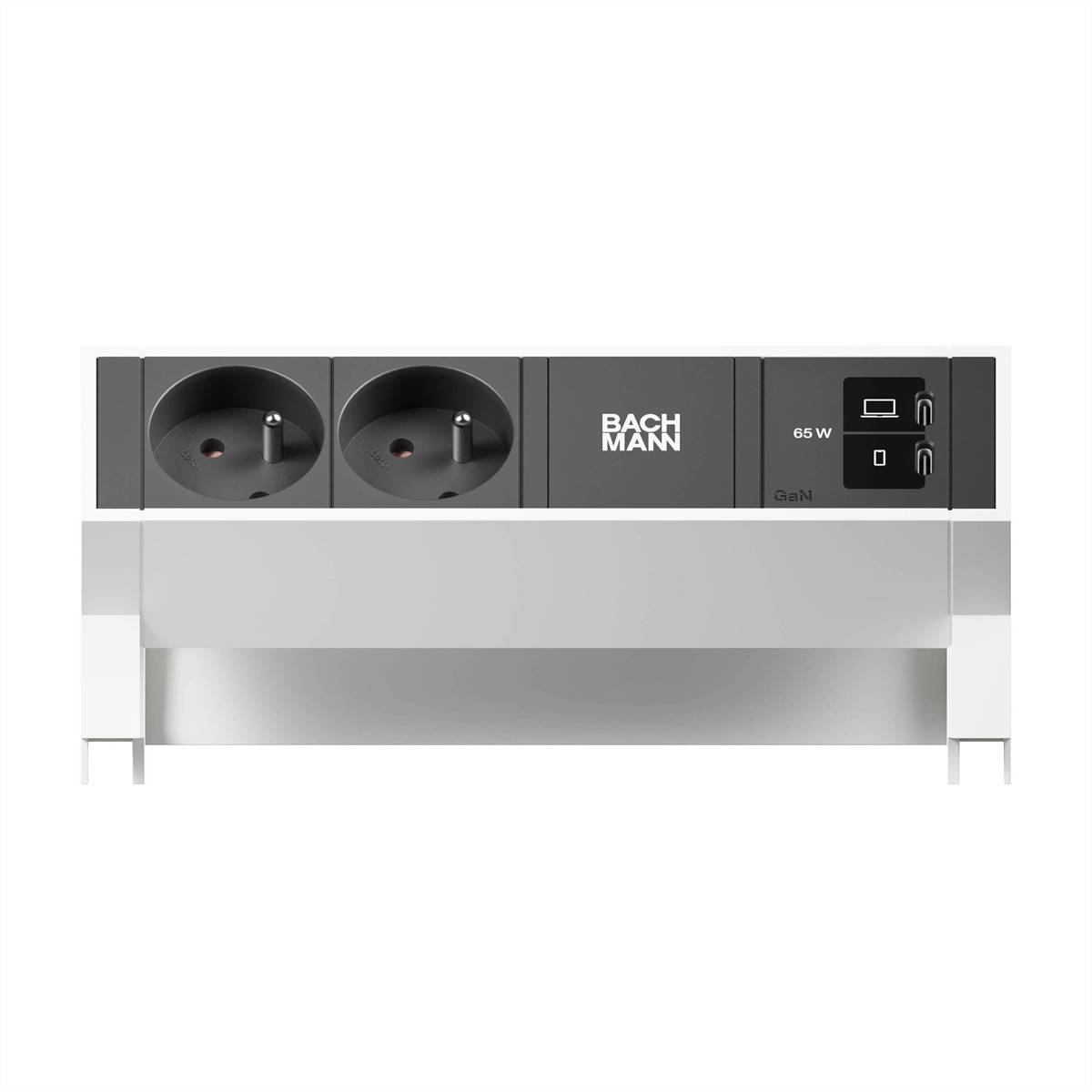BACHMANN DESK2 2xUTE 1xUSB C/C 65W, L=0,2m RAL9010