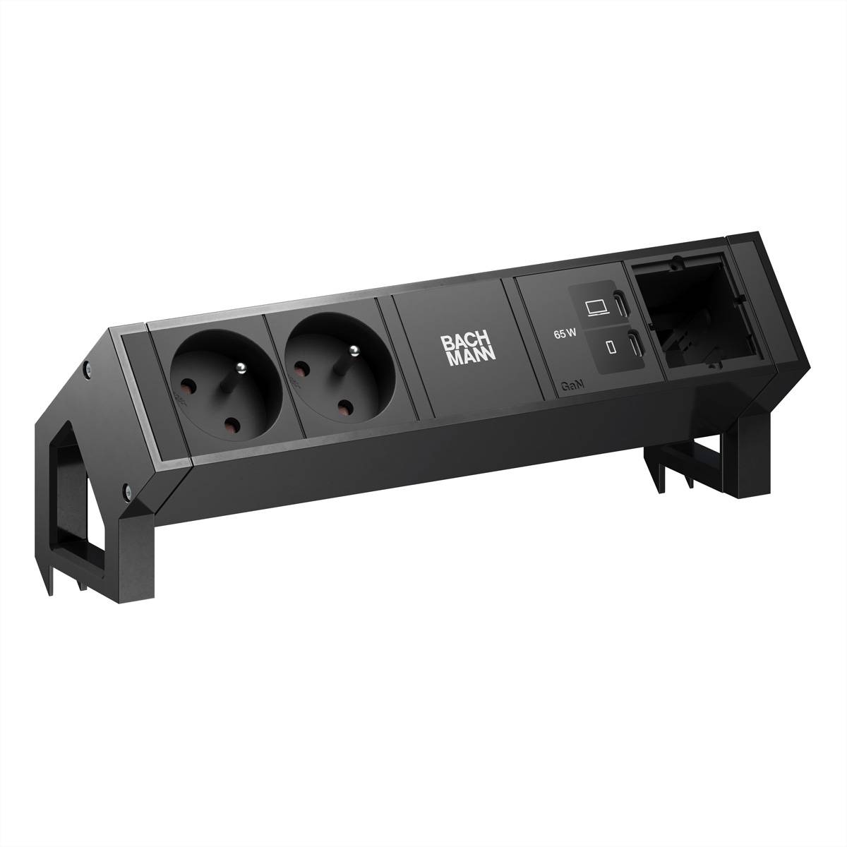 BACHMANN DESK2 2xUTE 1xUSB C/C 65W, 1xCM L=0,2m RAL9005