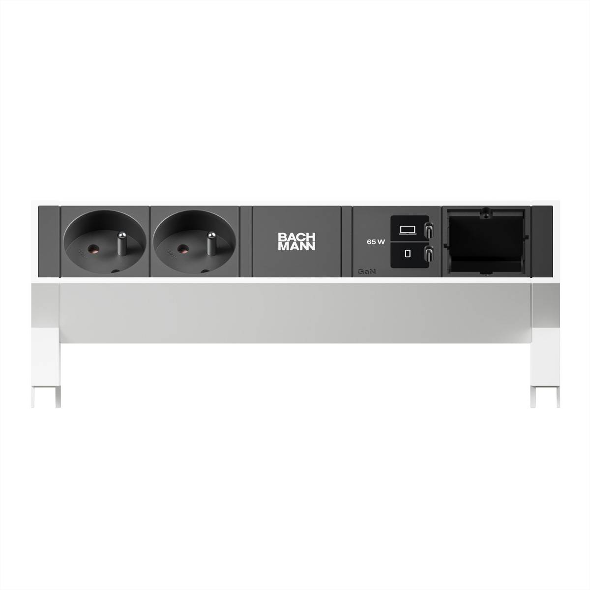 BACHMANN DESK2 2xUTE 1xUSB C/C 65W, 1xCM L=0,2m RAL9010