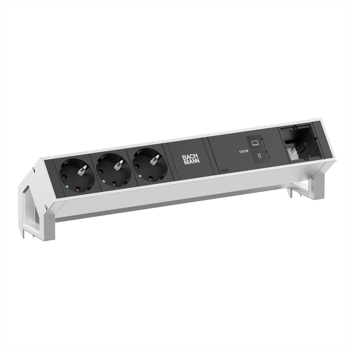BACHMANN DESK2 3xCEE7/3 1xUSB C/C 100W, 1xCM L=0,2m INOX