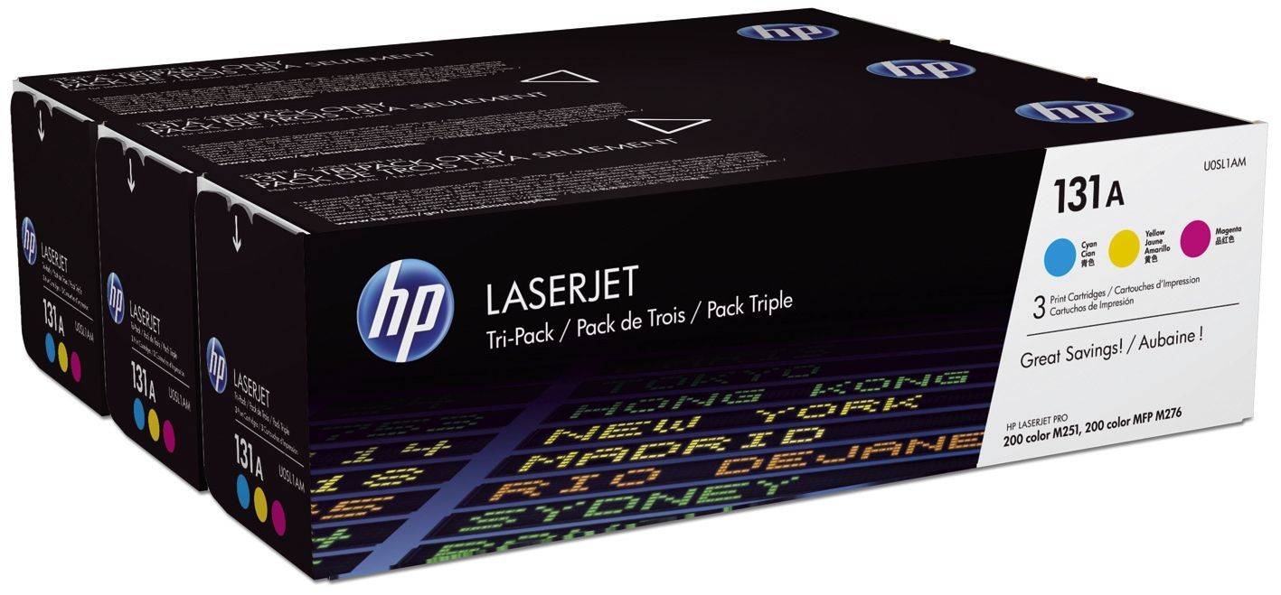 HP U0SL1AM Original HP Tonerkartusche Rainbow-Kit (c,m,y) (U0SL1AM,131A,NO131A)