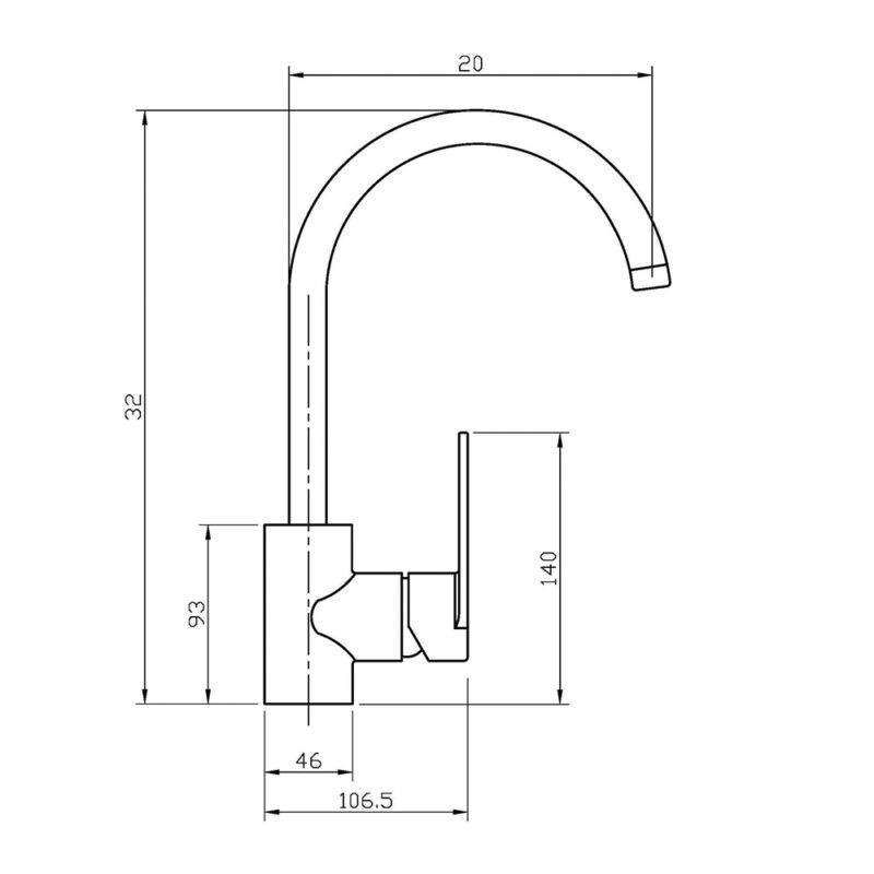 Beitz & Walz AQVABASIC III Spültisch-Ehm. Hebel seitlich chrom