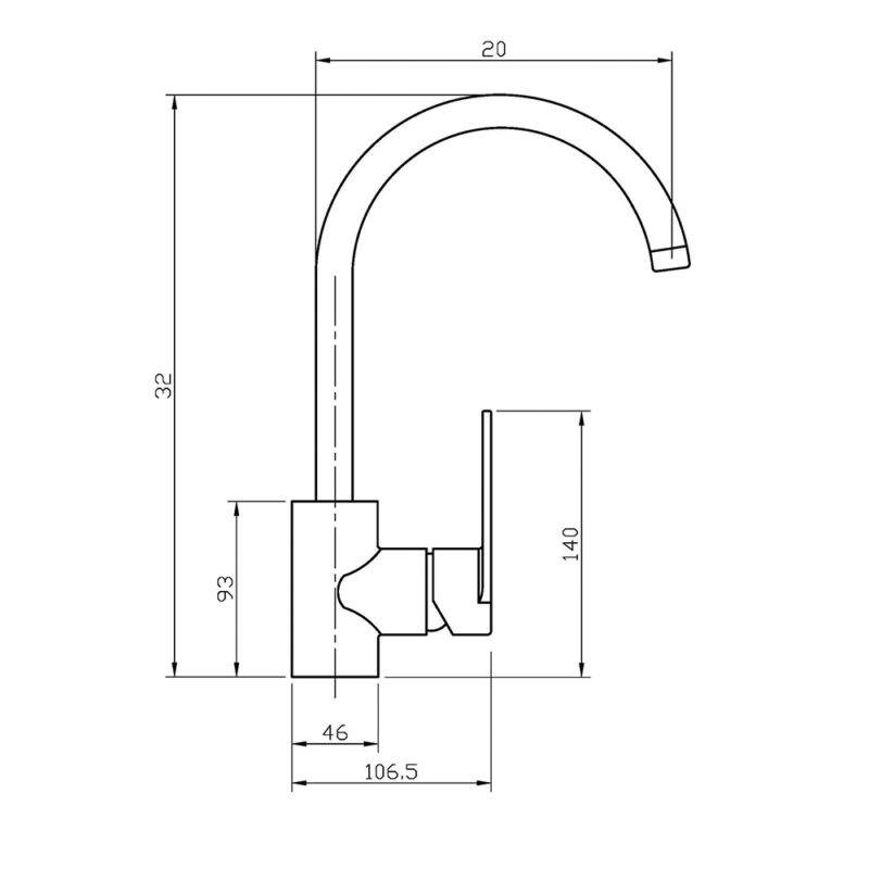 Beitz & Walz AQVABASIC III Spültisch-Ehm. ND Hebel seitlich chrom