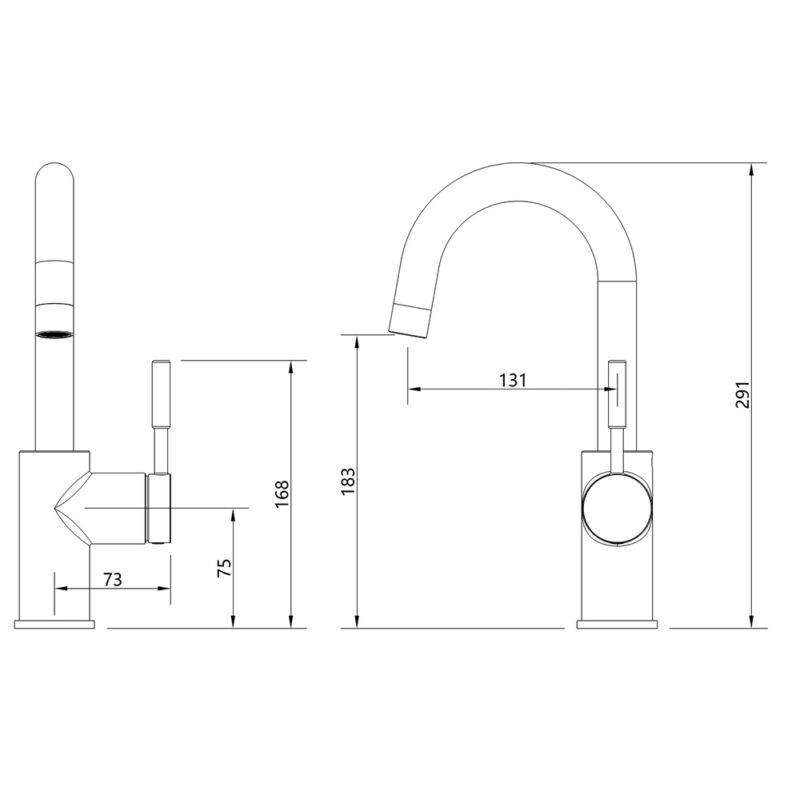 Beitz & Walz AQVADESIGN Waschtisch-Ehm. Hebel seitlich chrom / neu