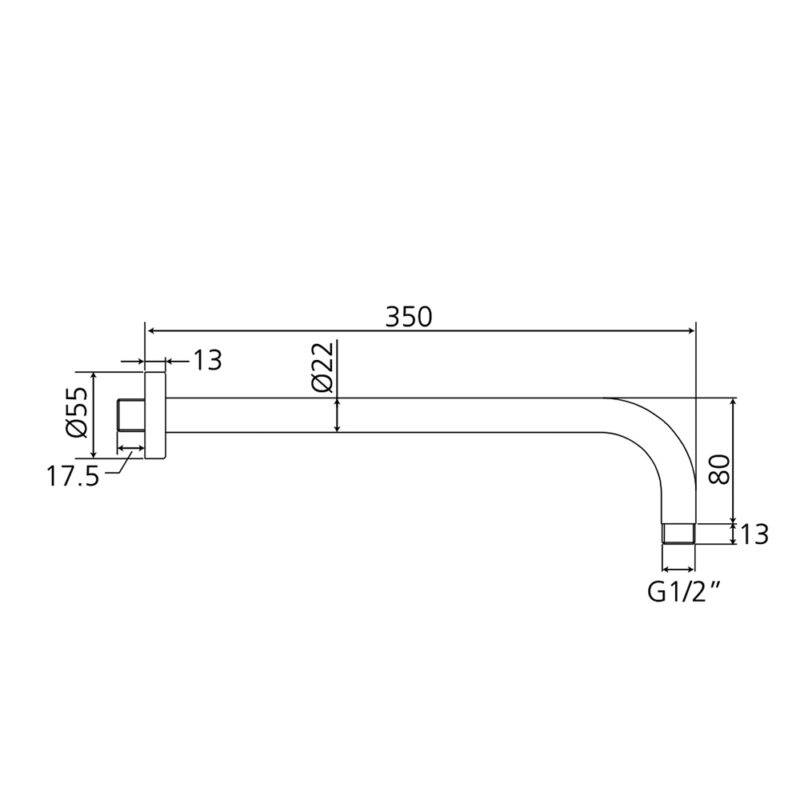 Beitz & Walz Aqvadesign Brausearm 1/2" x 1/2" x 350 mm