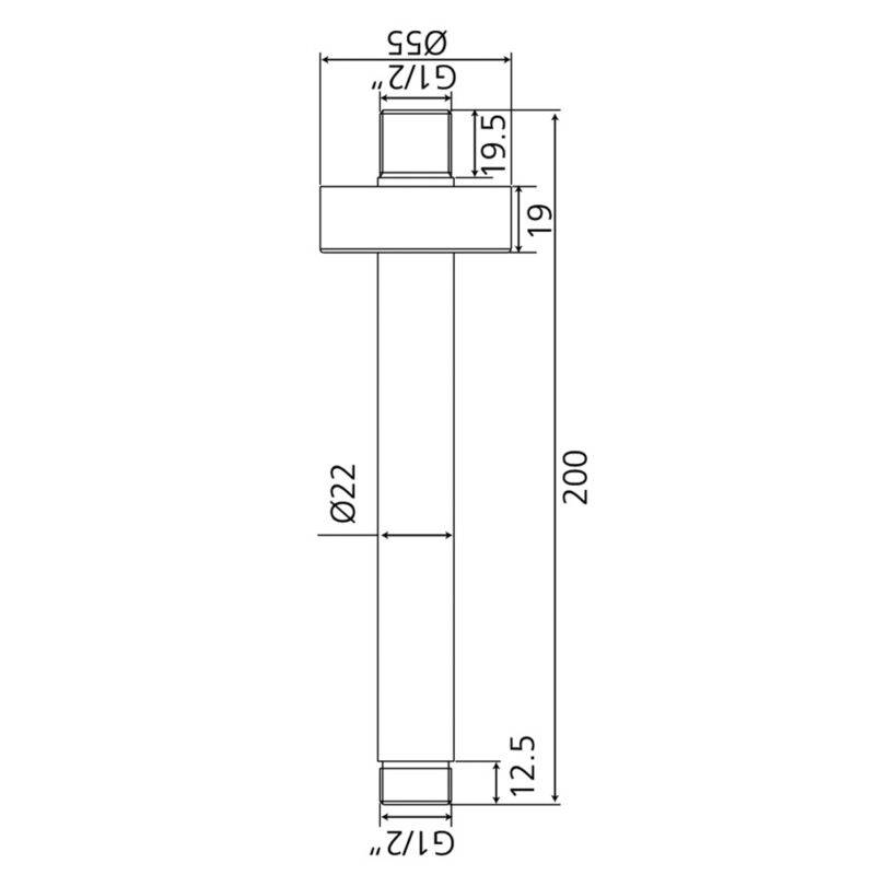 Beitz & Walz Aqvadesign Deckenanbindung 1/2" x 1/2" x 200 mm