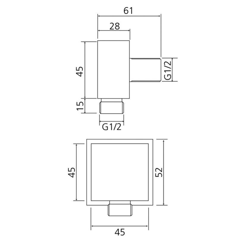 Beitz & Walz Aqvadesign Wandanschlussbogen 1/2" / eckig / chrom
