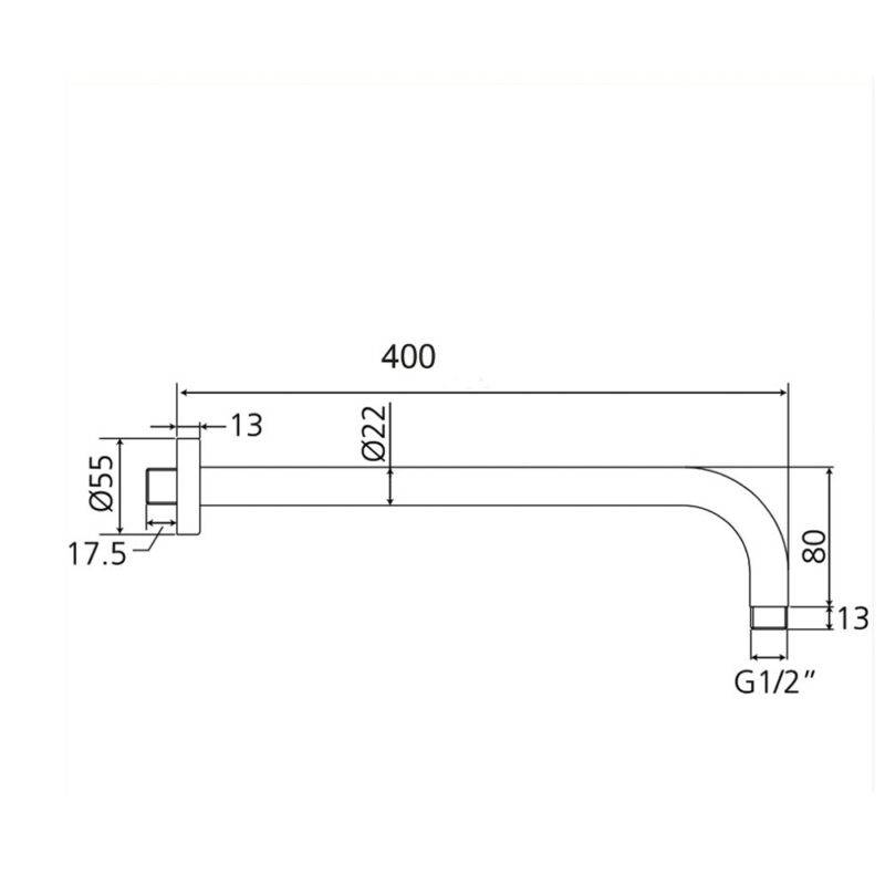 Beitz & Walz Aqvadesign Brausearm 1/2" x 1/2" x 400 mm