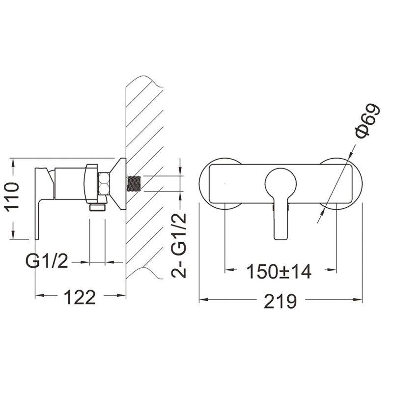 Beitz & Walz AqvaFlow Brause-Ehm. AP chrom