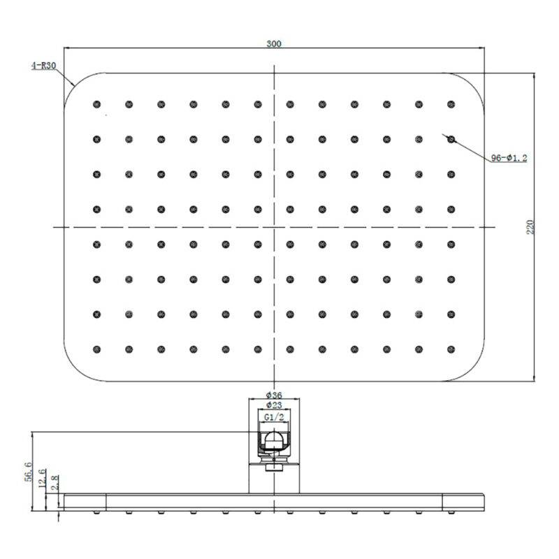 Beitz & Walz AqvaShower Kopfbrause 310 x 200 x 12 mm, chrom