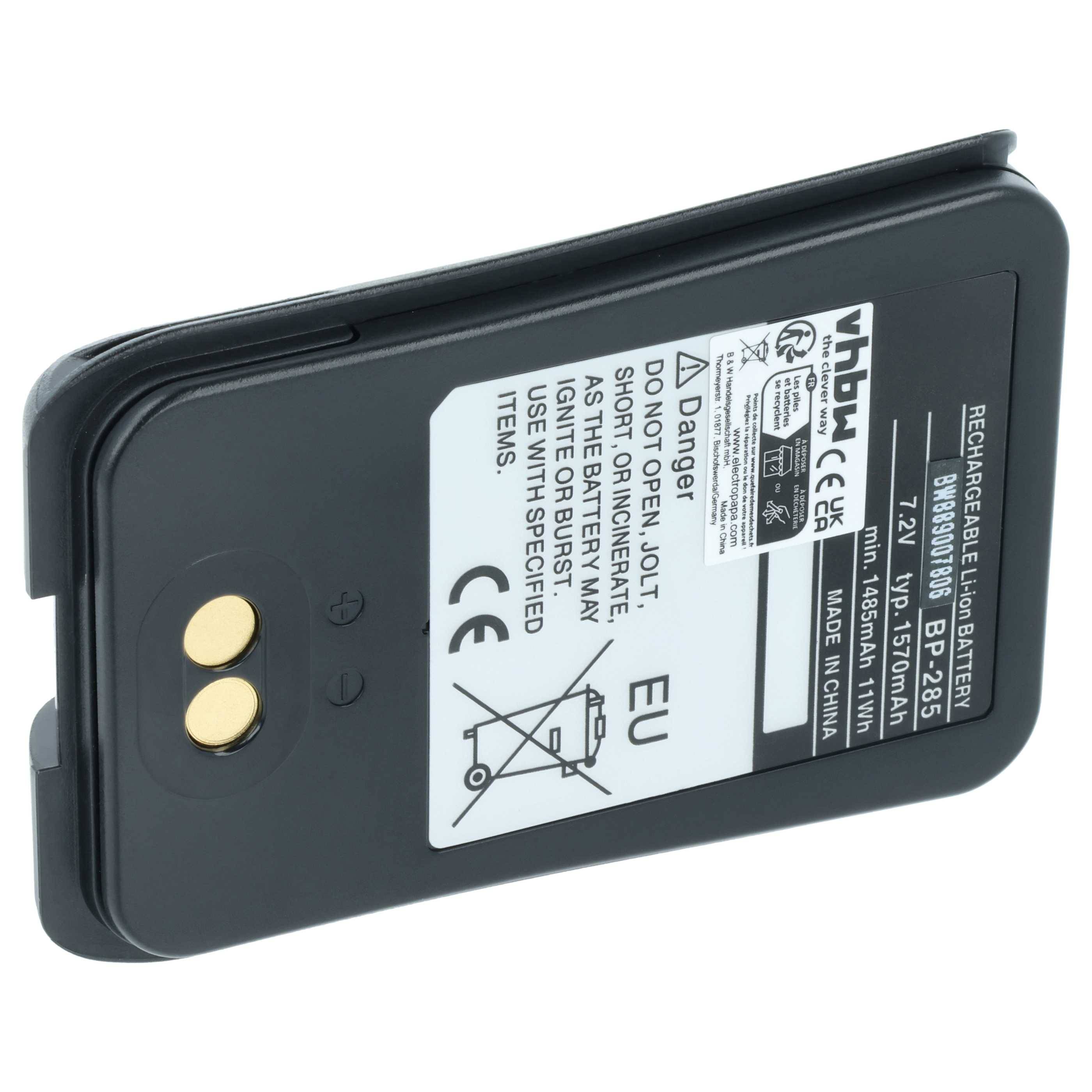 vhbw Akku kompatibel mit Icom IC-M93D Funkgerät, Walkie Talkie (1570 mAh, 7,2 V, Li-Ion)