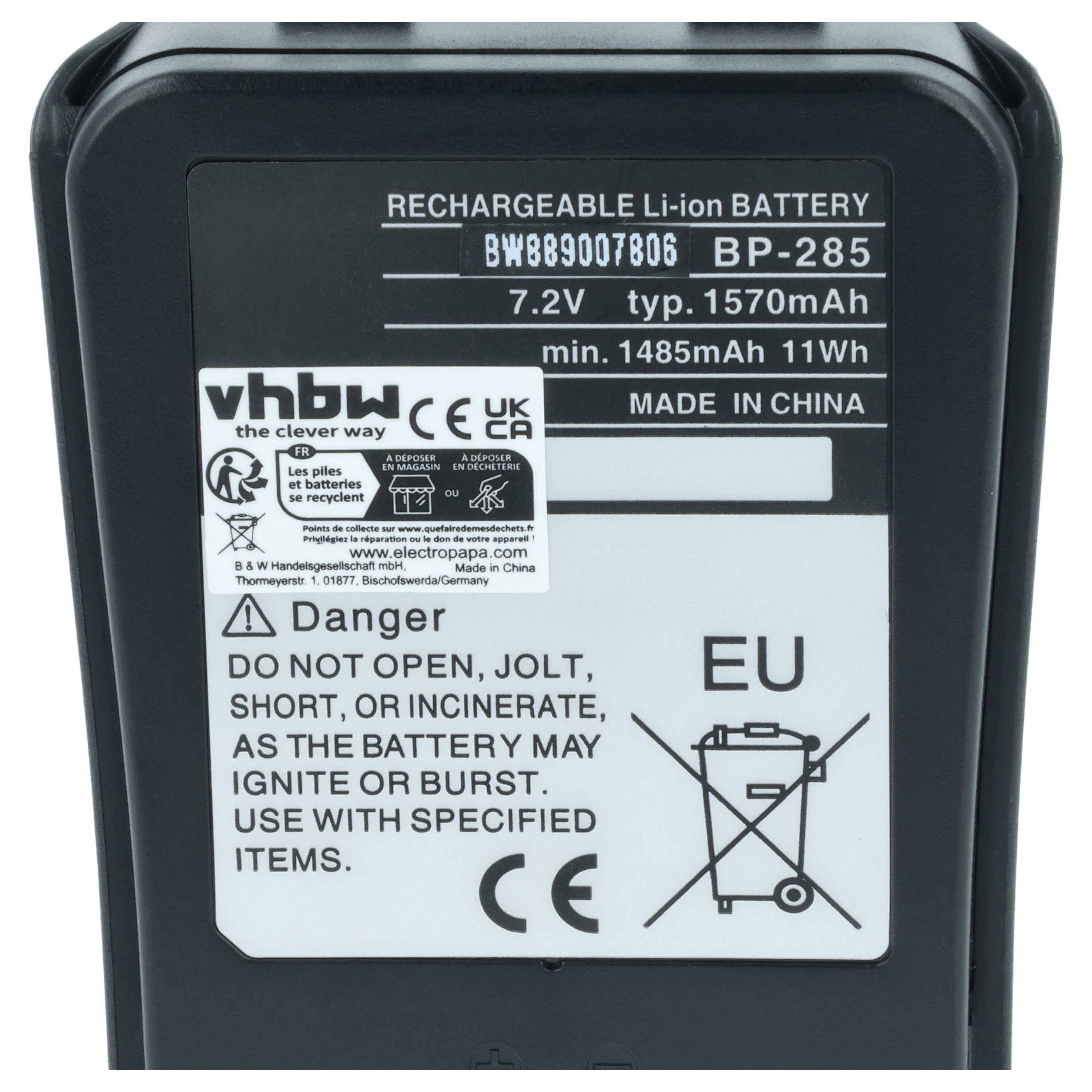 vhbw Akku Ersatz für Icom BP-285 für Funkgerät, Walkie Talkie (1570 mAh, 7,2 V, Li-Ion)