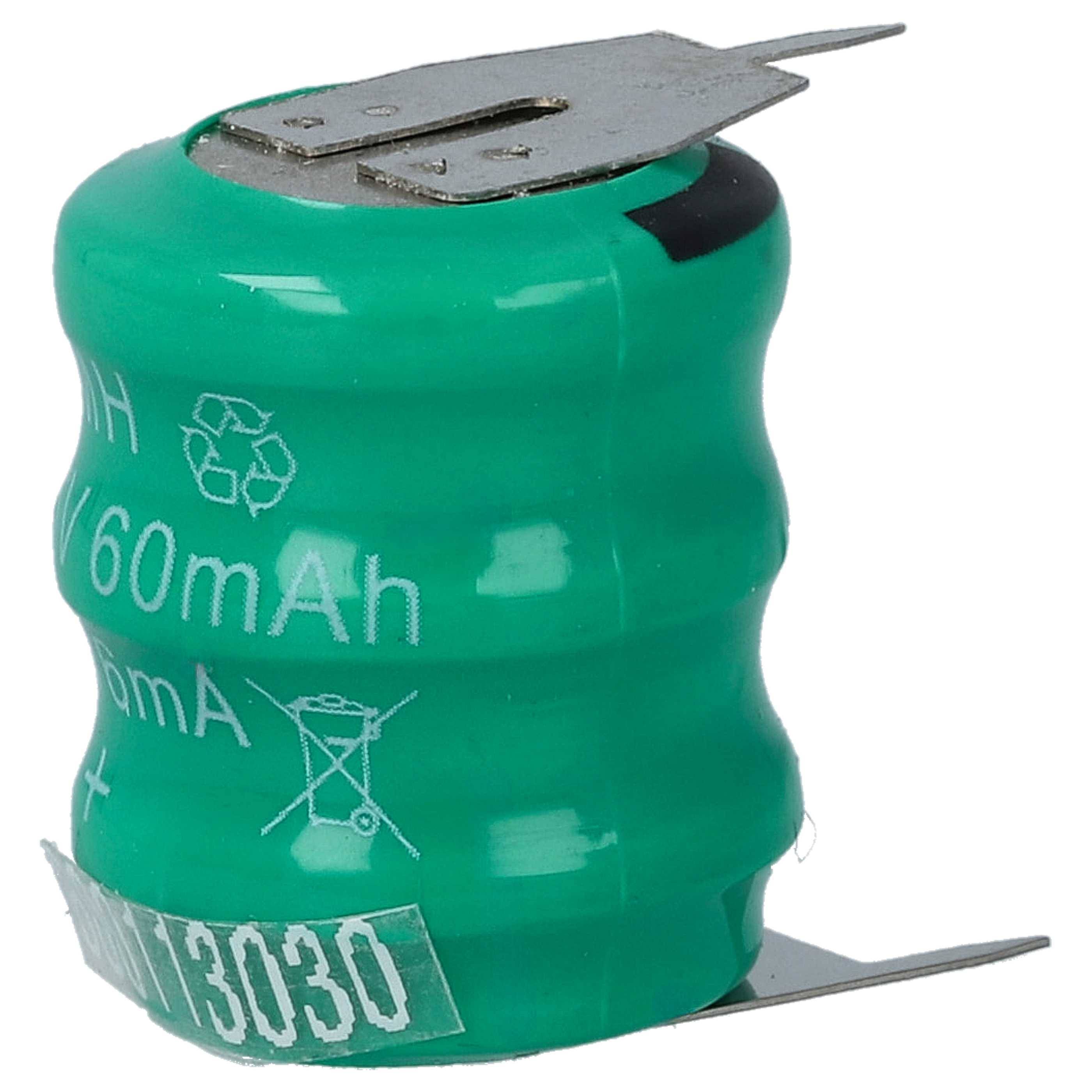 vhbw 5x NiMH Ersatz Knopfzellen-Akku kompatibel mit Kinetic MH80B3AL3 (80 mAh, 3,6 V, NiMH)