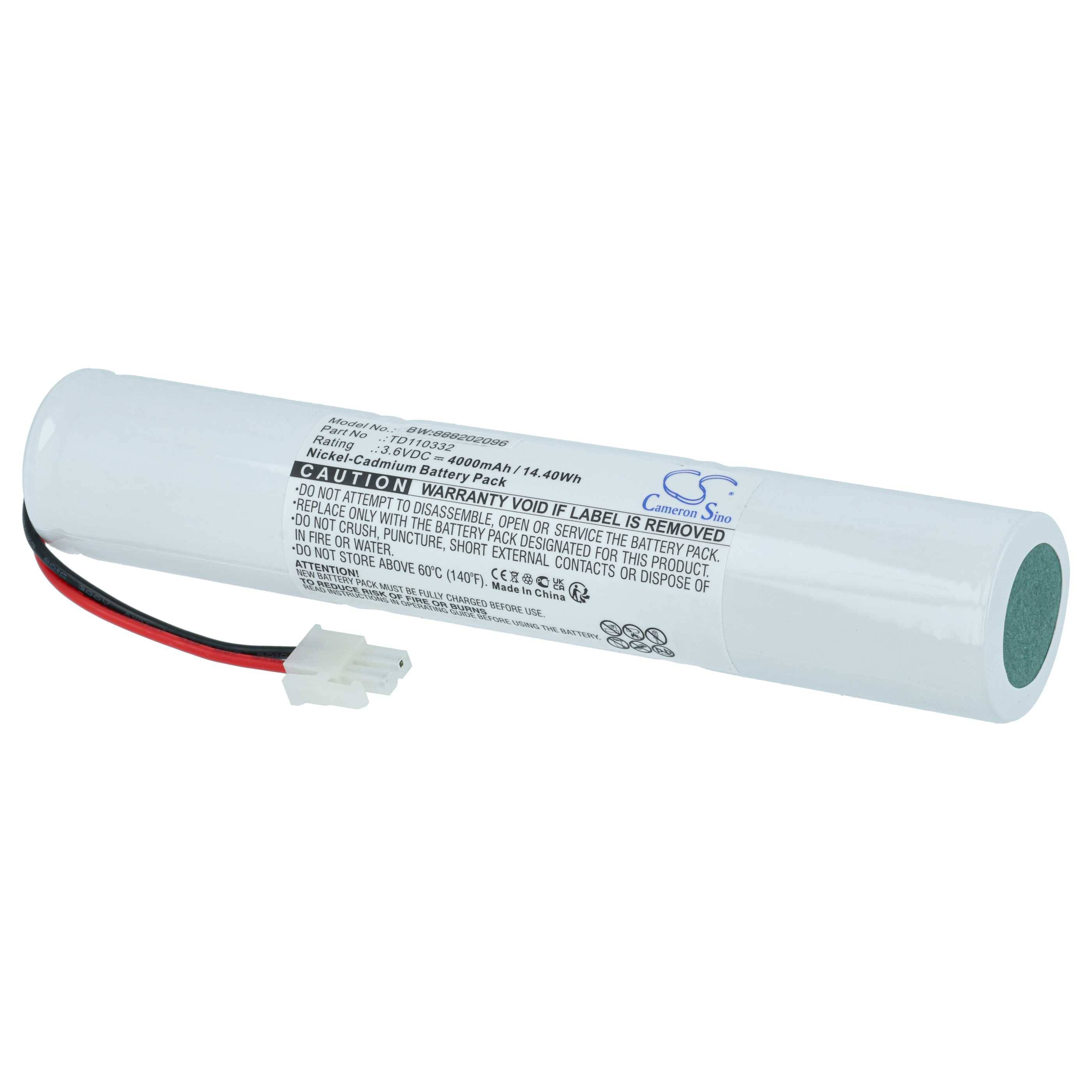 vhbw Akku kompatibel mit Schneider EVX Ferro, Everlux Ferro, Exiway Pyros Fluchtweg, Notfallbeleuchtung (4000mAh, 3,6V, NiCd)
