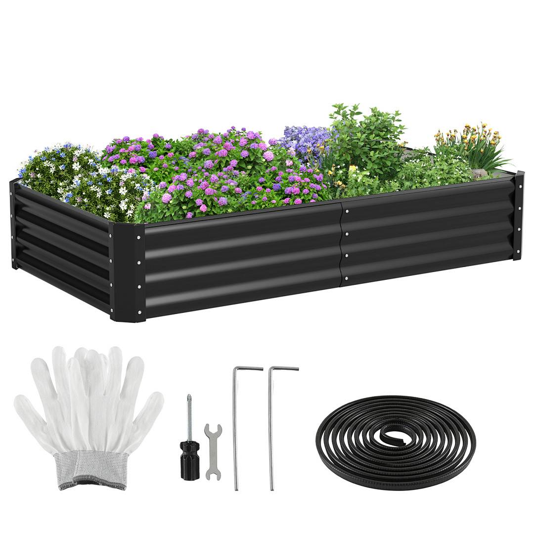 Hochbeet Metall 160x90x30cm Gartenbeet Verzinkt Pflanzkasten für Gemüse & Kräuter, Stabiles Hochpflanzbeet Wetterfest Bodenlos mit Stützstange, Gr