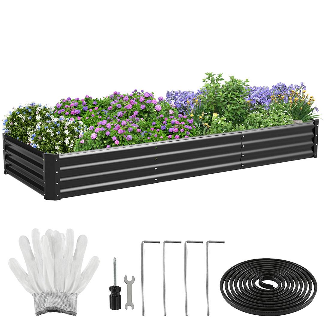 Großes Hochbeet Metall 240x90x30cm XXL Gartenbeet Verzinkt für Hochgarten, Wetterfestes Pflanzenbeet Stabil mit Erdnägeln & Stützstreben, Bodenlos