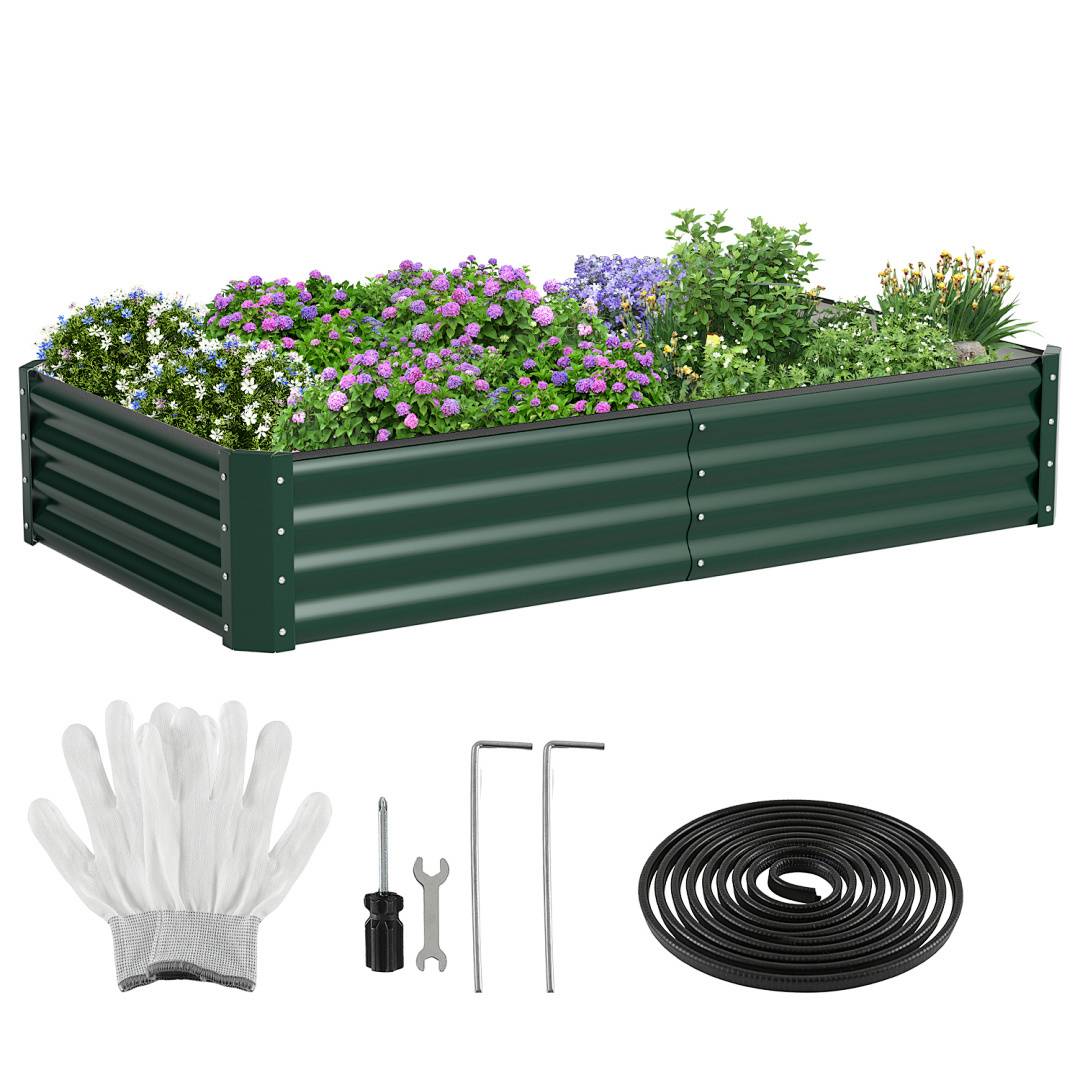 Hochbeet Metall 160x90x30cm Gartenbeet Verzinkt Pflanzkasten für Gemüse & Kräuter, Stabiles Hochpflanzbeet Wetterfest Bodenlos mit Stützstange, Sc