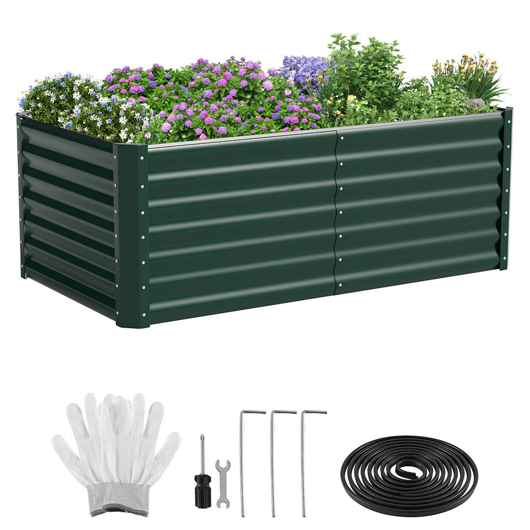Metall Hochbeet 160x90x60cm Raumteiler Garten Verzinktes Gemüsebeet mit Kantenschutz, Stabil & Rostfrei, Bodenloses Pflanzbeet für Außenbereich, Sc