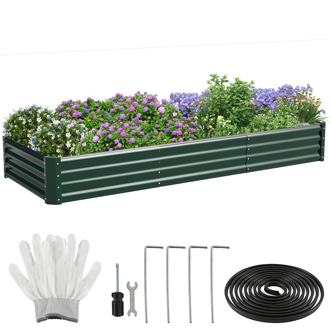 Großes Hochbeet Metall 240x90x30cm XXL Gartenbeet Verzinkt für Hochgarten, Wetterfestes Pflanzenbeet Stabil mit Erdnägeln & Stützstreben, Bodenlos