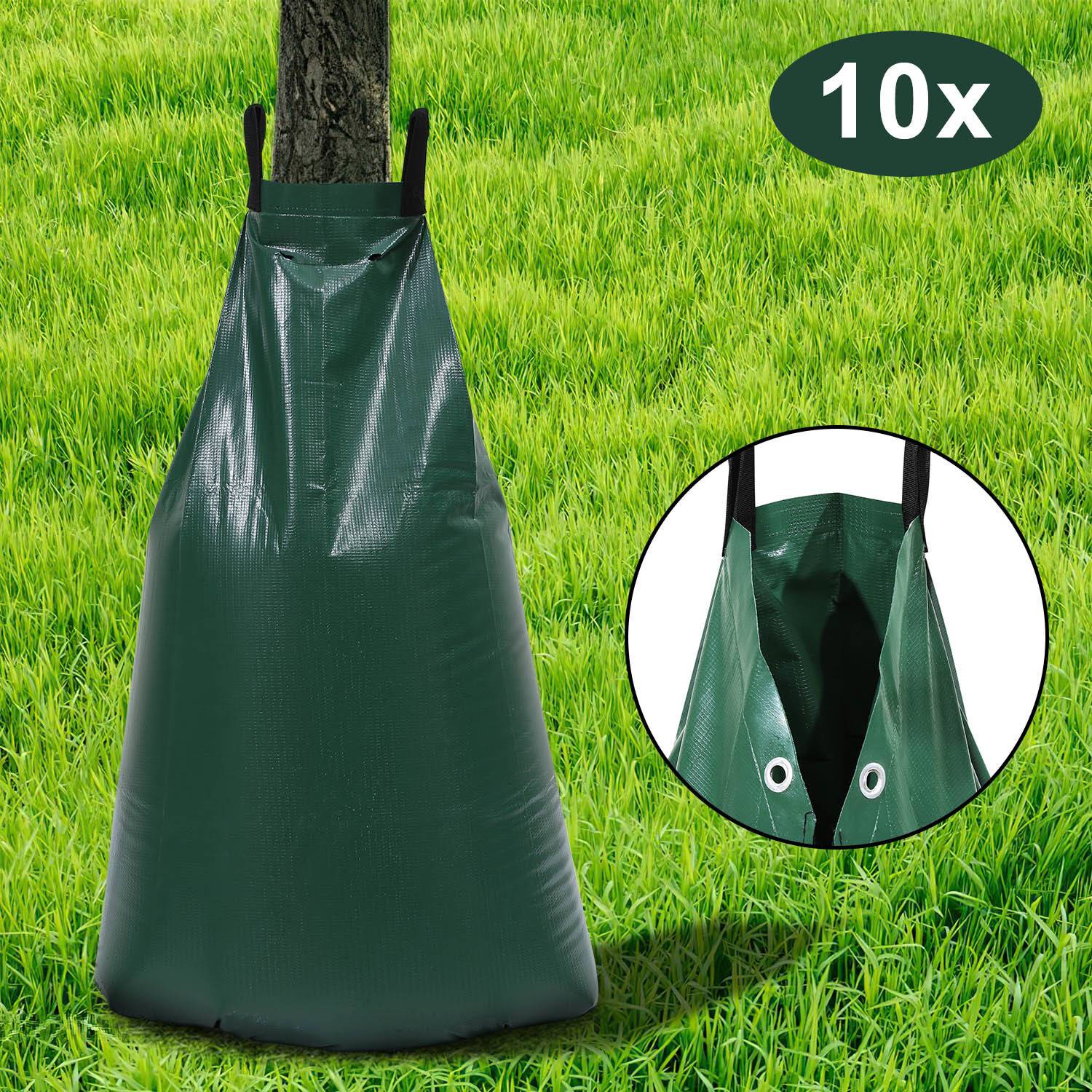 10er-Set Bewässerungssack 75 l, Tropfbewässerung 6–10 Stunden, UV-beständiges PVC 500D, für Stämme 5–20 cm