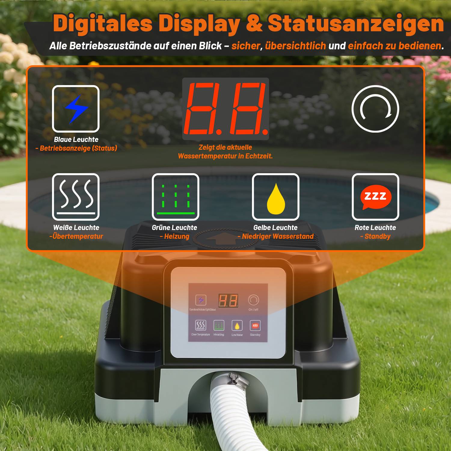 Poolheizung Schwimmbadwärmetauscher Pool-Heizung für Pools Wärmetauscher 3KW