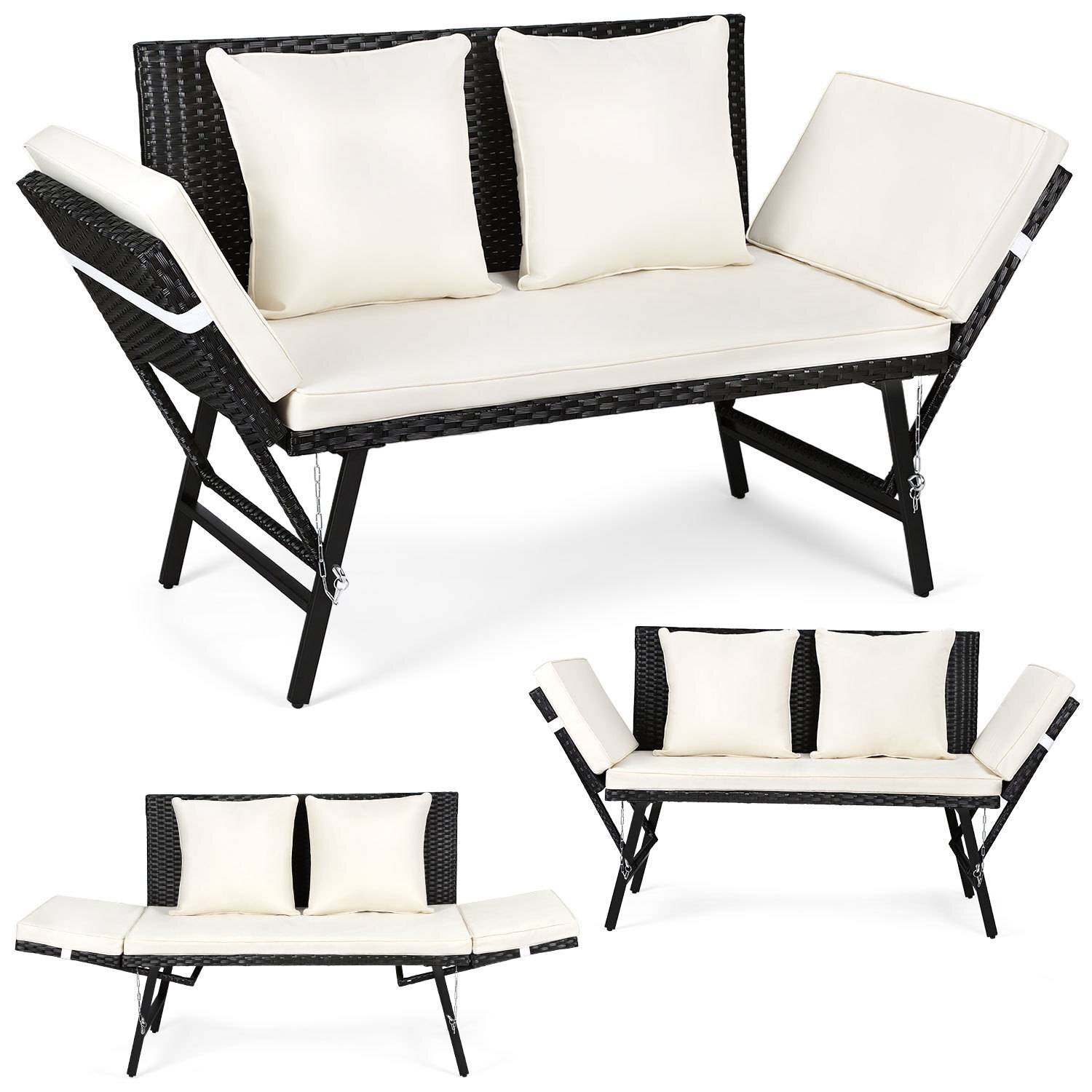 Gartenbank Farbwahl 3-Sitzer Polyrattan Rattanmöbel Garnitur Möbel Rattanlounge Beige