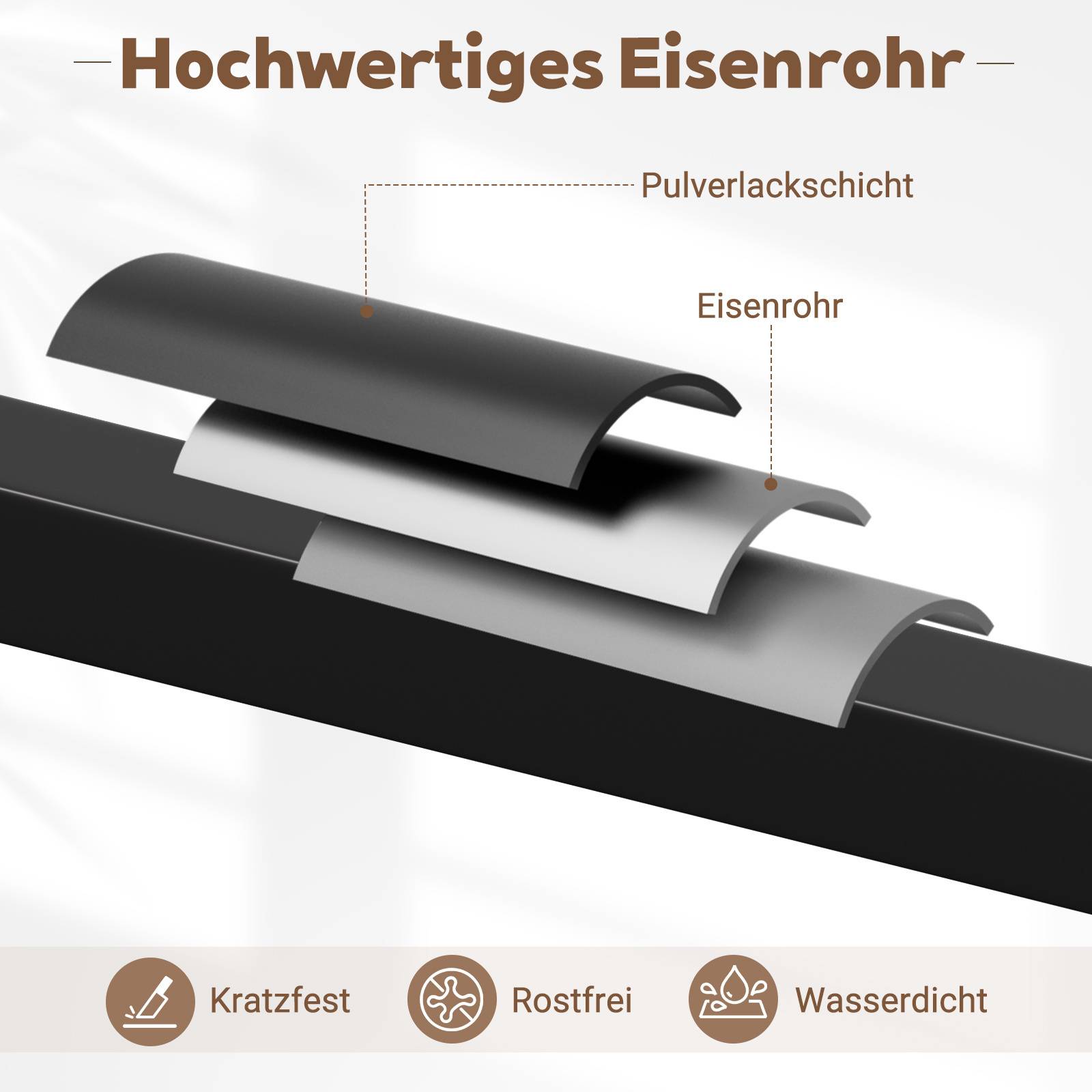 Handlauf treppe Handlauf Set Metall Schwarz pulverbeschichteter Treppenhandlauf pflegeleicht und langlebig 300cm Treppengeländer