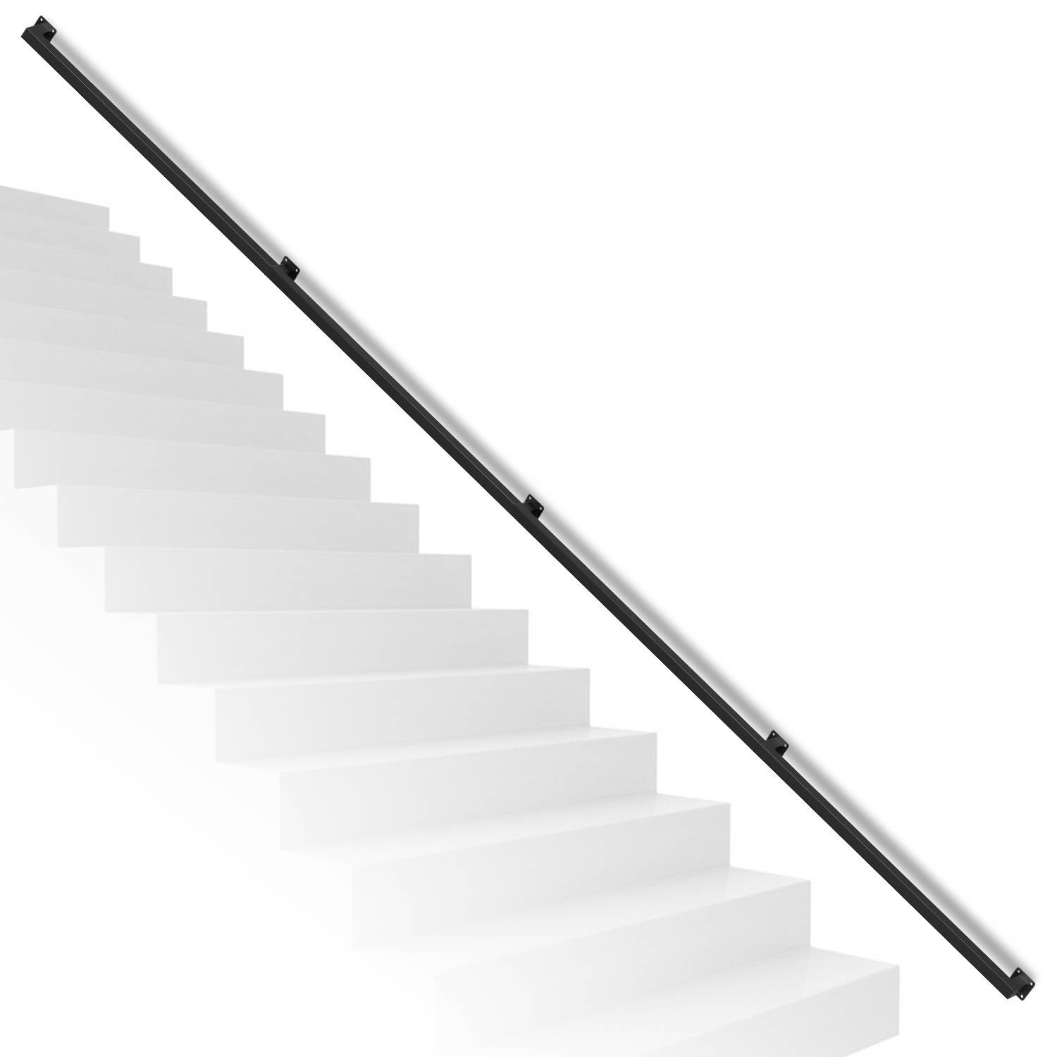 Handlauf treppe Handlauf Set Metall Schwarz pulverbeschichteter Treppenhandlauf pflegeleicht und langlebig 360cm Treppengeländer