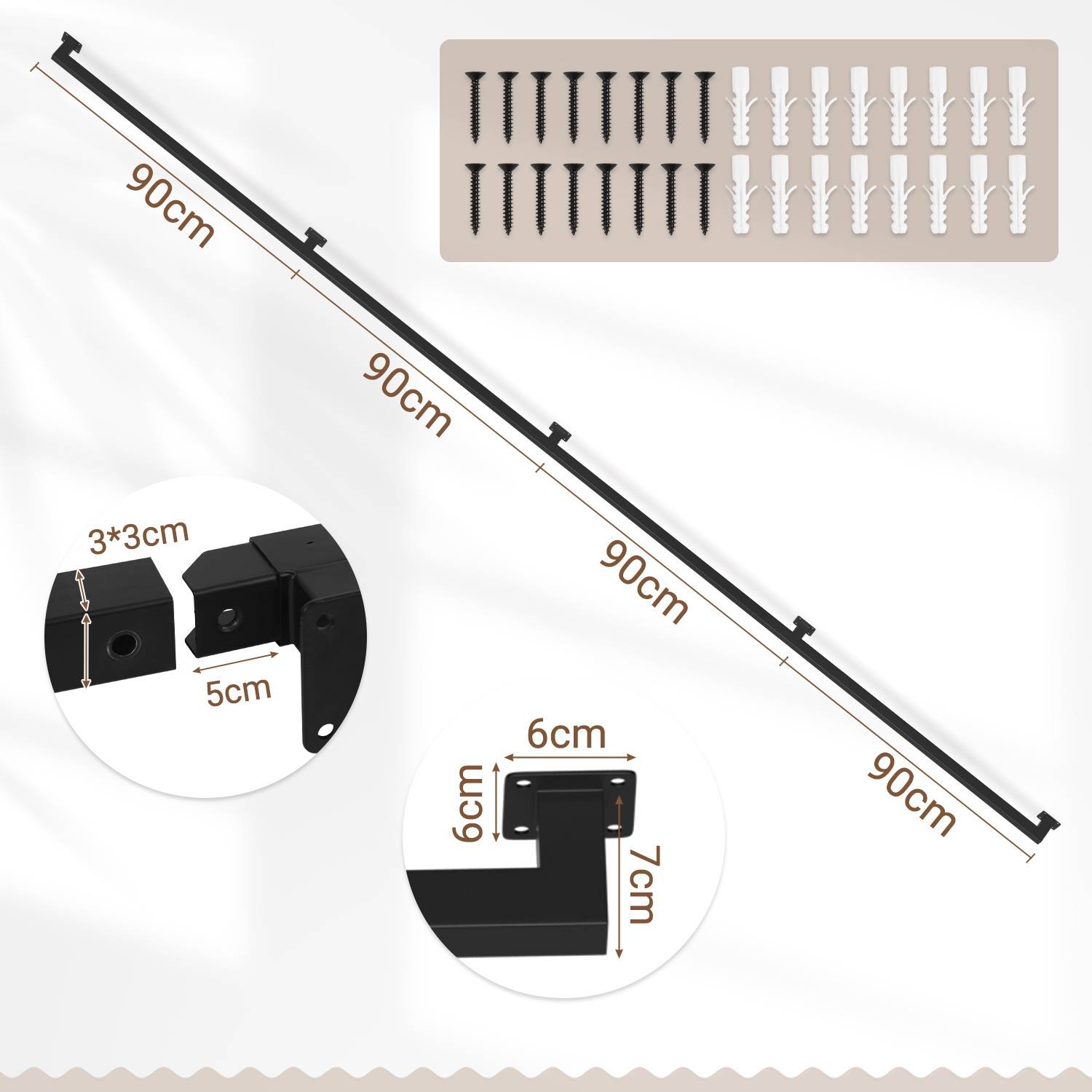 Handlauf treppe Handlauf Set Metall Schwarz pulverbeschichteter Treppenhandlauf pflegeleicht und langlebig 360cm Treppengeländer