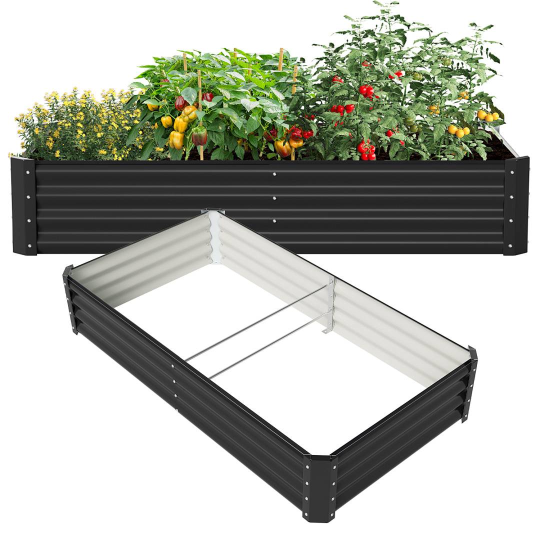 Hochbeet Metall 160x90x30cm Gartenbeet Verzinkt Pflanzkasten für Gemüse & Kräuter, Stabiles Hochpflanzbeet Wetterfest Bodenlos mit Stützstange, Gr