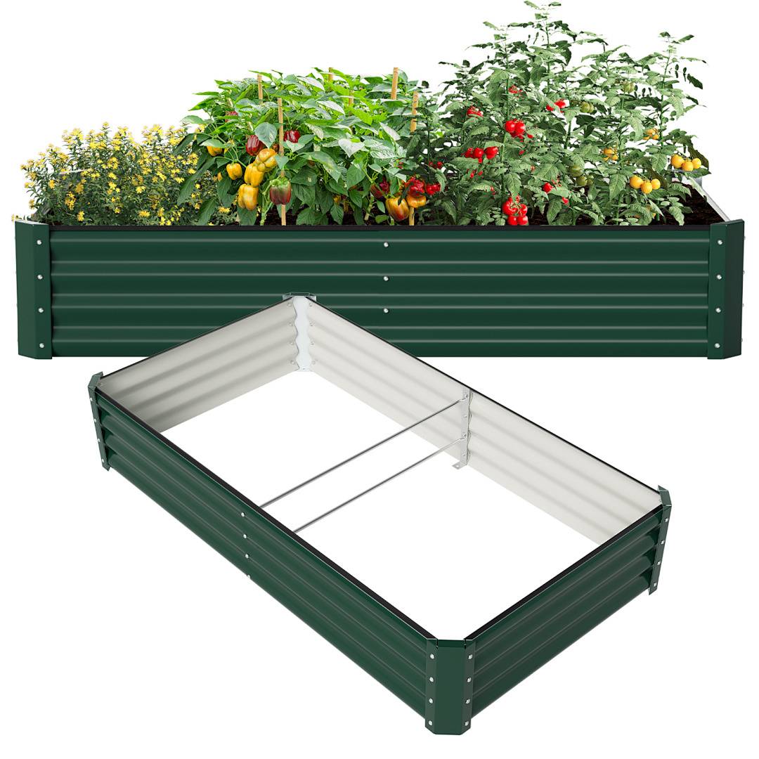 Hochbeet Metall 160x90x30cm Gartenbeet Verzinkt Pflanzkasten für Gemüse & Kräuter, Stabiles Hochpflanzbeet Wetterfest Bodenlos mit Stützstange, Sc