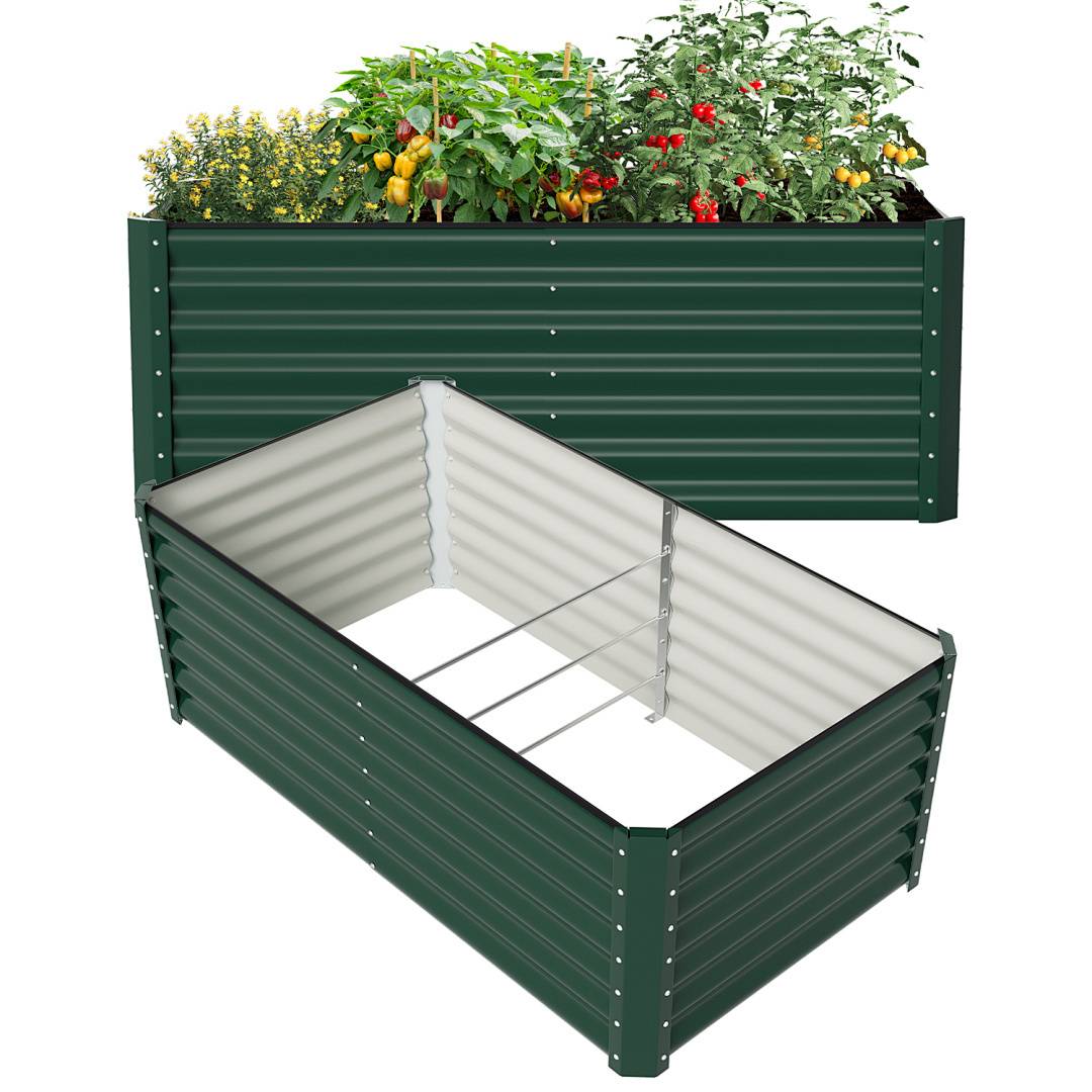 Metall Hochbeet 160x90x60cm Raumteiler Garten Verzinktes Gemüsebeet mit Kantenschutz, Stabil & Rostfrei, Bodenloses Pflanzbeet für Außenbereich, Sc