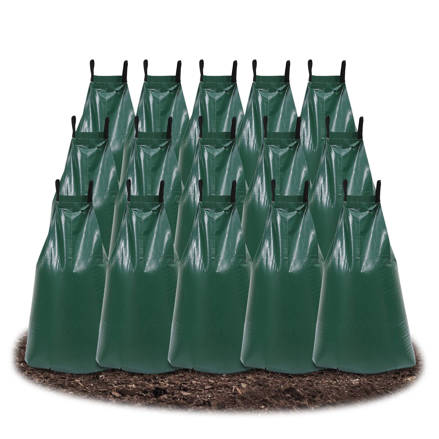 15er-Set Bewässerungssack 75 l, Tropfbewässerung 6–10 Stunden, UV-beständiges PVC 500D, für Stämme von 5–20 cm