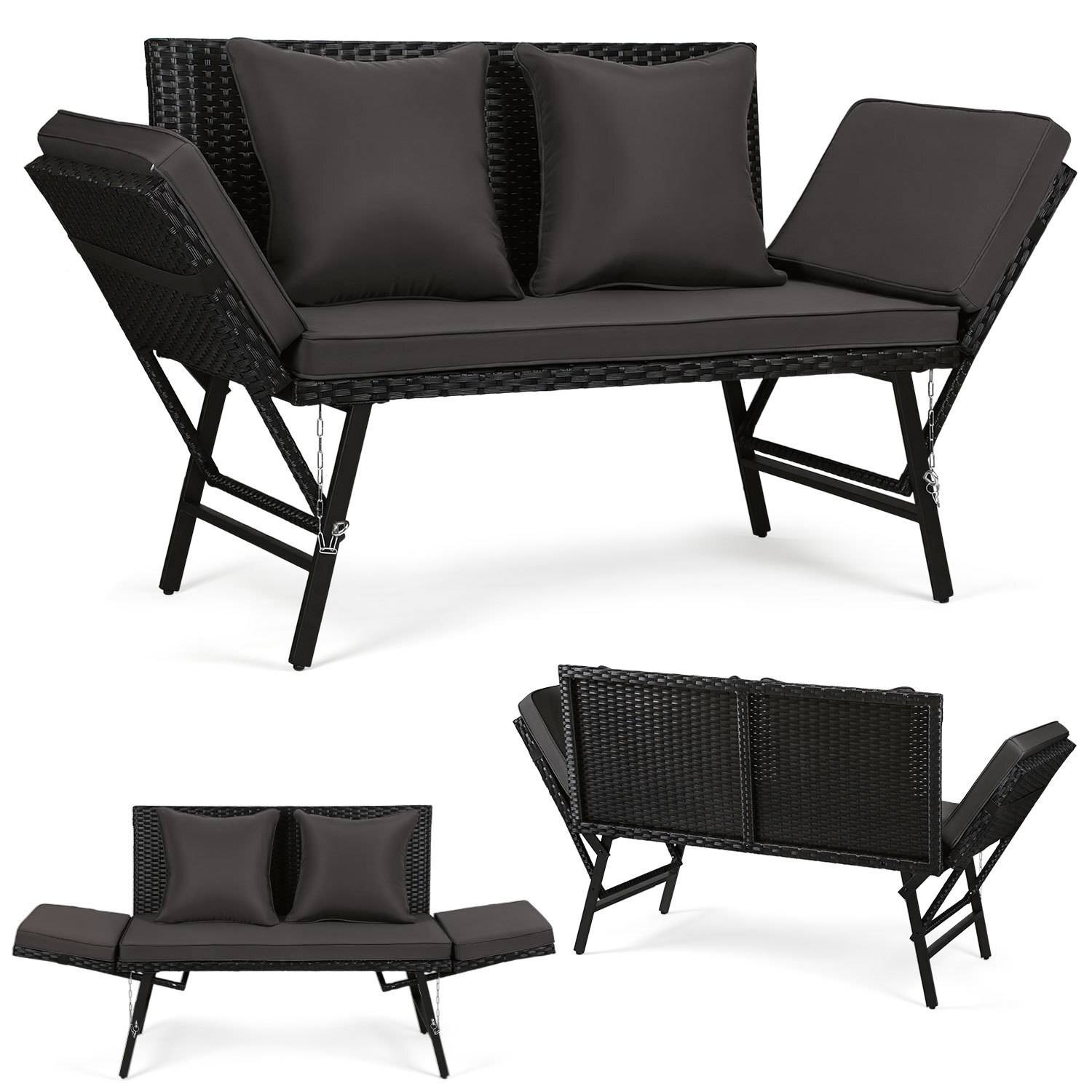 Gartenbank Farbwahl 3-Sitzer Polyrattan Rattanmöbel Garnitur Möbel Rattanlounge Grau