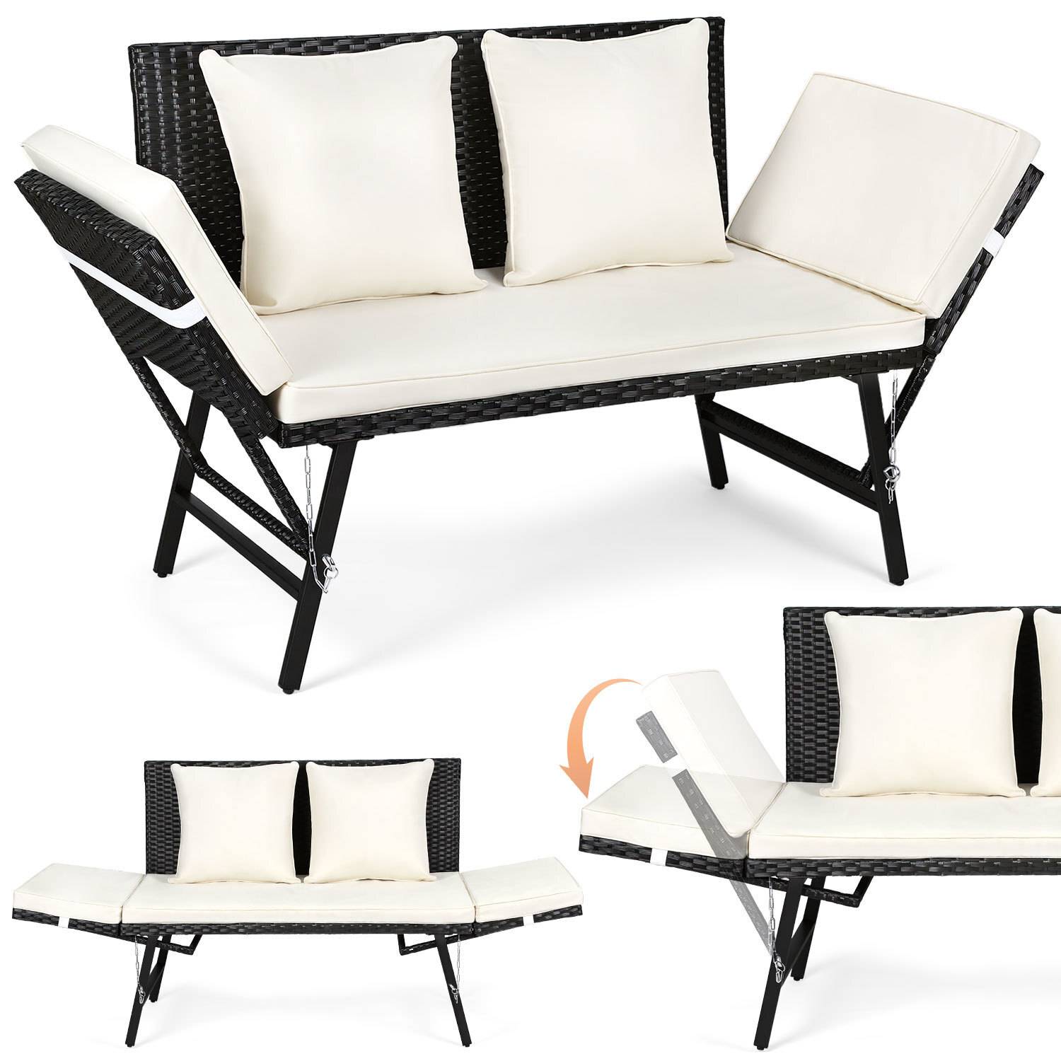Gartenbank Farbwahl 3-Sitzer Polyrattan Rattanmöbel Garnitur Möbel Rattanlounge Beige