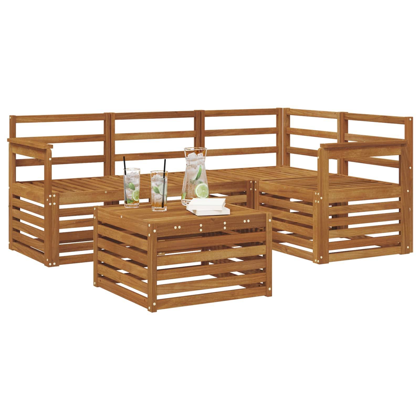 vidaXL Outdoor-Sofagarnitur 5 pcs Natur Massivholz Akazie