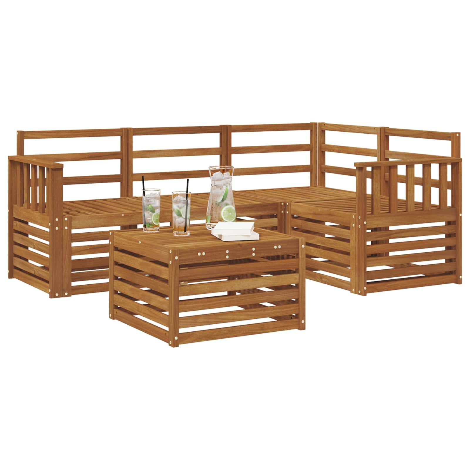 vidaXL Outdoor-Sofagarnitur 5 pcs Natur Massivholz Akazie